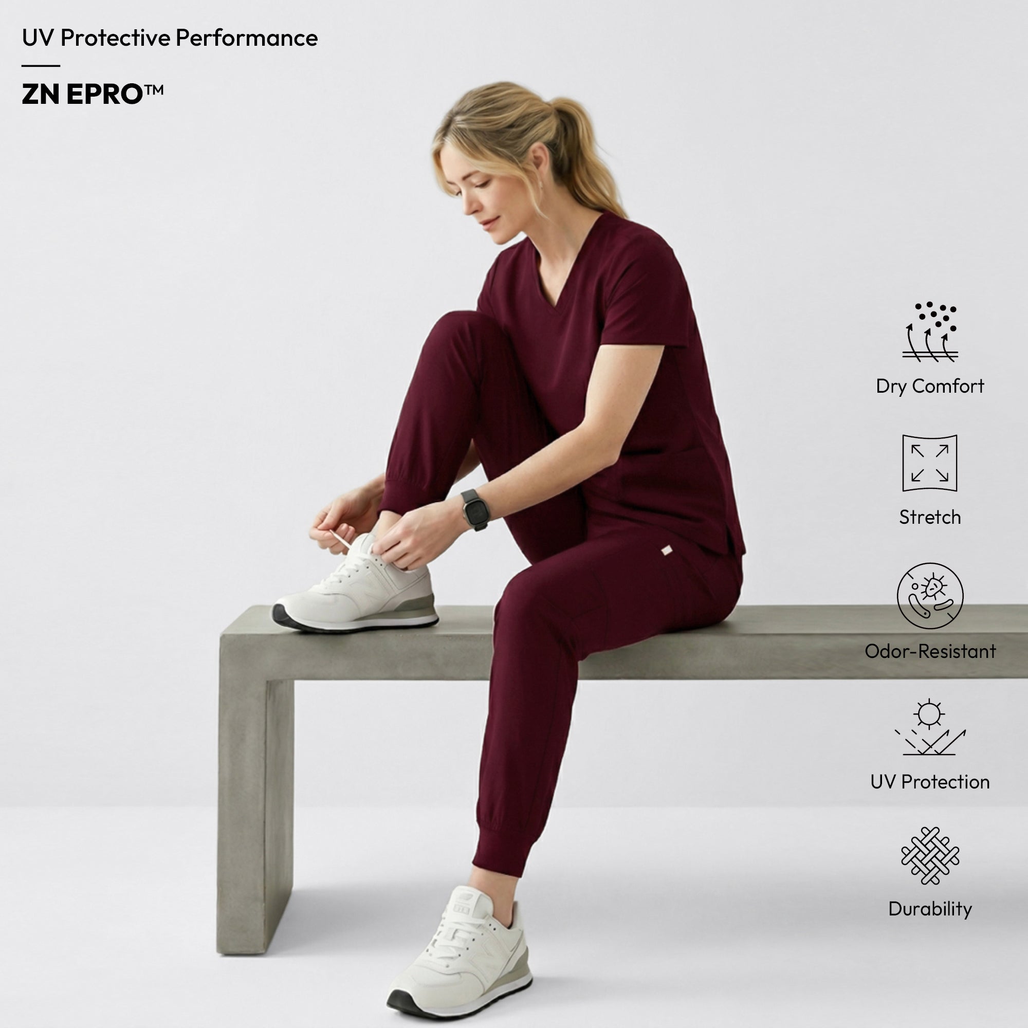 Zenir | Women's Easy-Fit Jogger Scrub Pants - Burgundy