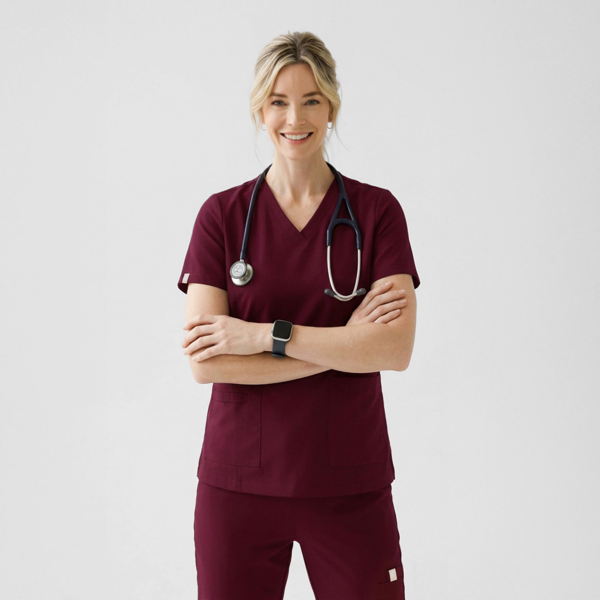 Zenir | Women's Easy-Fit Jogger Scrub Pants - Burgundy