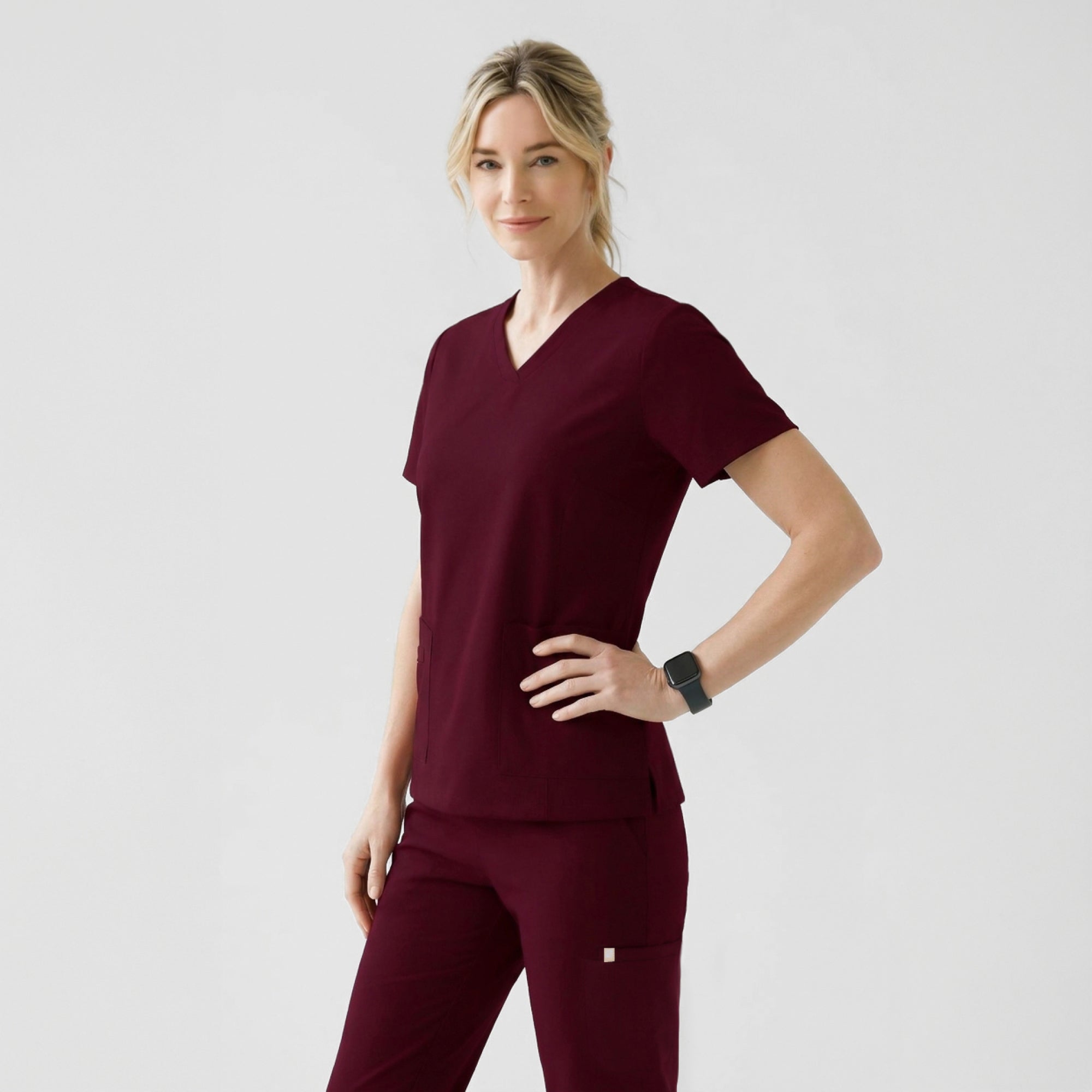 Zenir | Women's Easy-Fit Jogger Scrub Pants - Burgundy