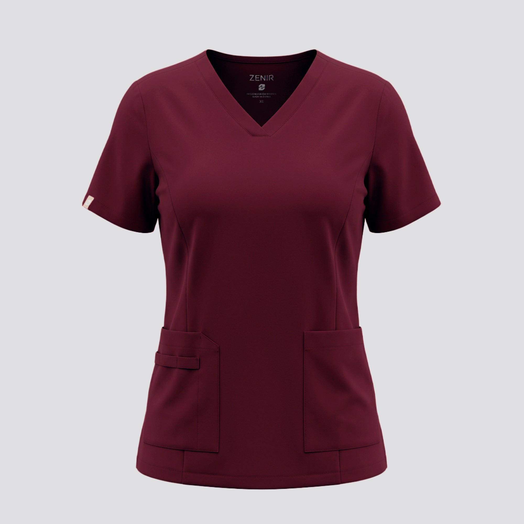 Zenir | Women's VersaPocket Scrub Top - Burgundy