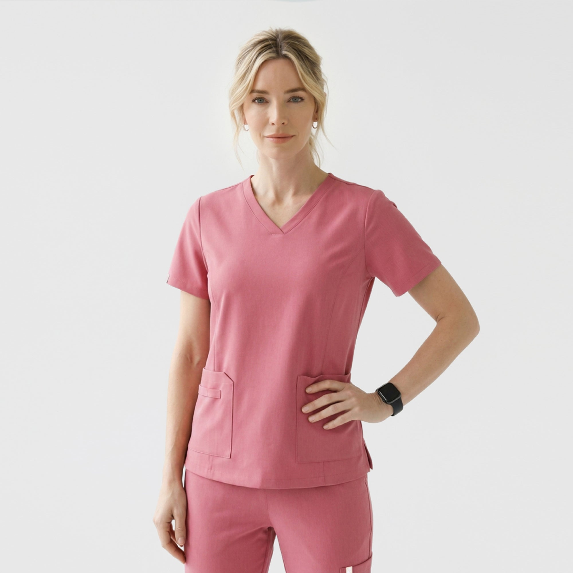 Zenir | Women's Easy-Fit Jogger Scrub Pants - Coral Pink