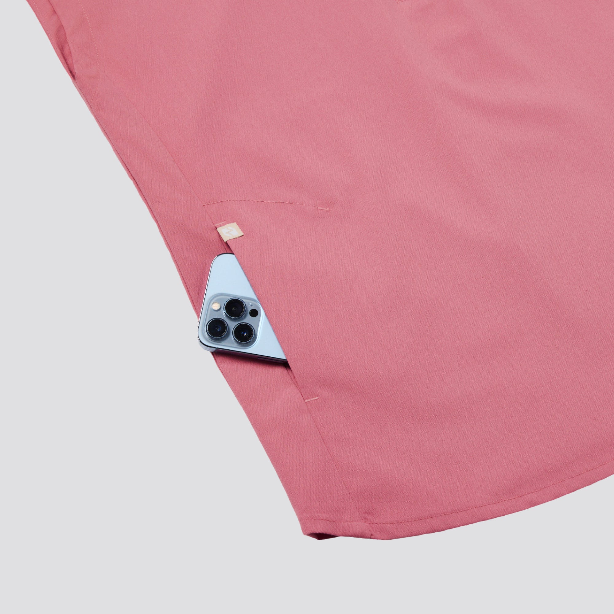 Zenir | Women's Mandarin Collar Scrub Top - Coral Pink