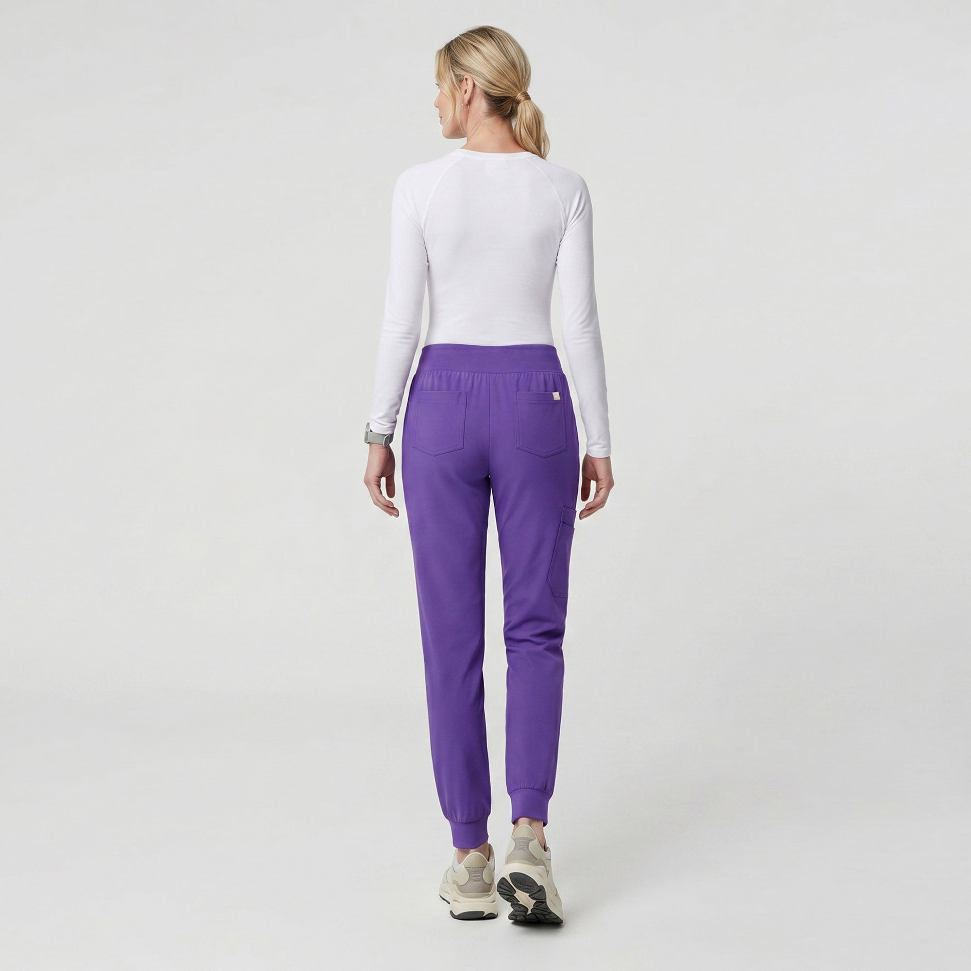 Zenir | Women's Soft Stretch High Waisted Jogger Scrub Pants - Eggplant