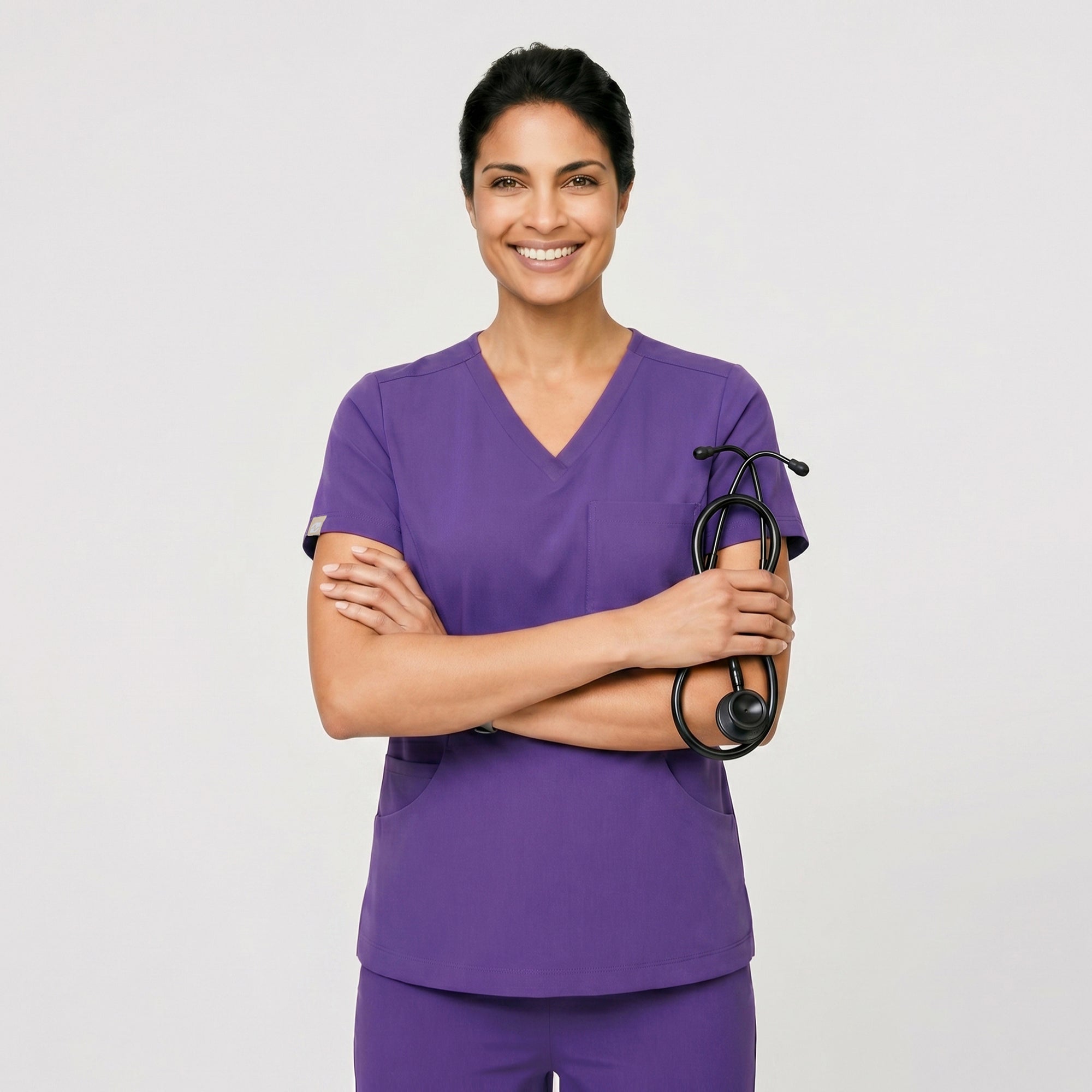 Zenir | Women's Soft Stretch Scrub Top - Eggplant