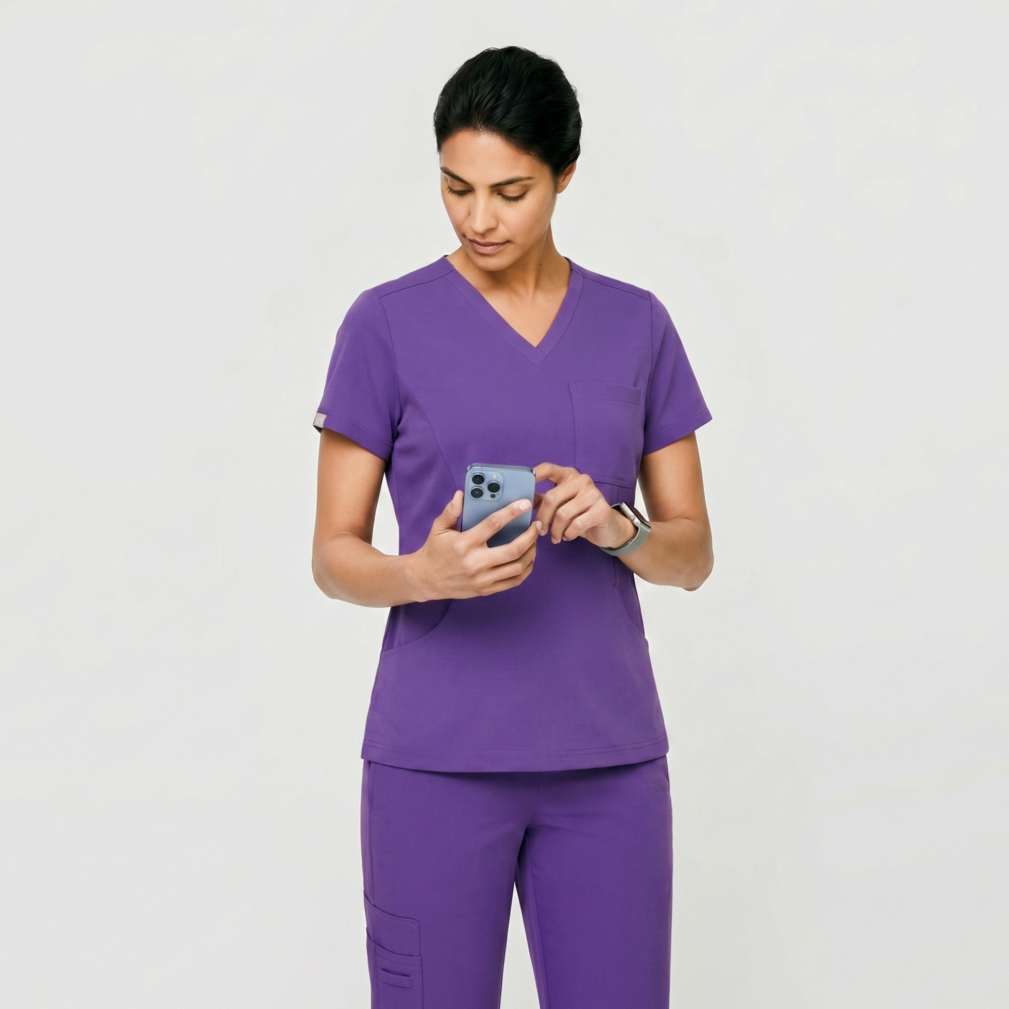 Zenir | Women's Soft Stretch Scrub Top - Eggplant