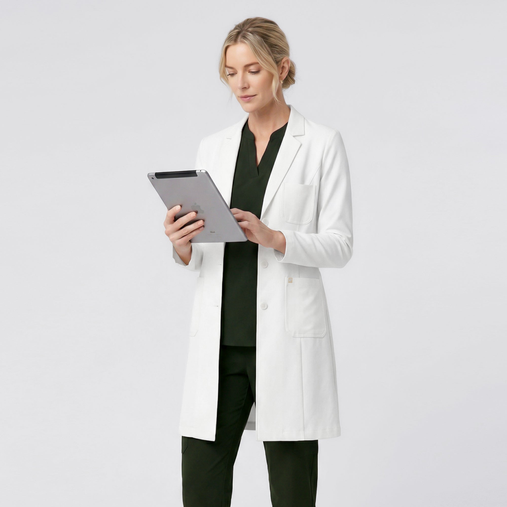 Zenir | Structured Nuevo Long Lab Coat LCW-203 - Ivory White