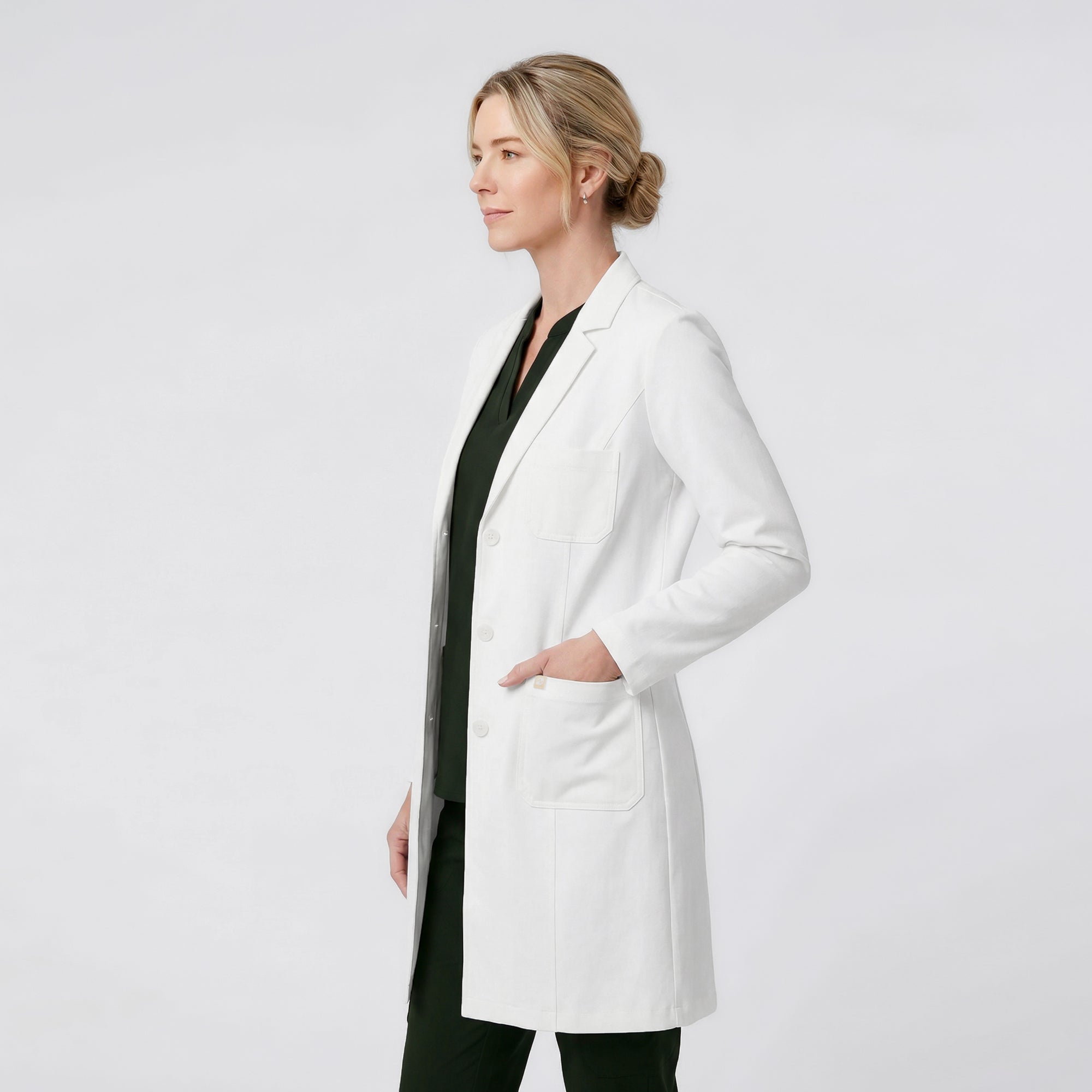 Zenir | Structured Nuevo Long Lab Coat LCW-203 - Ivory White