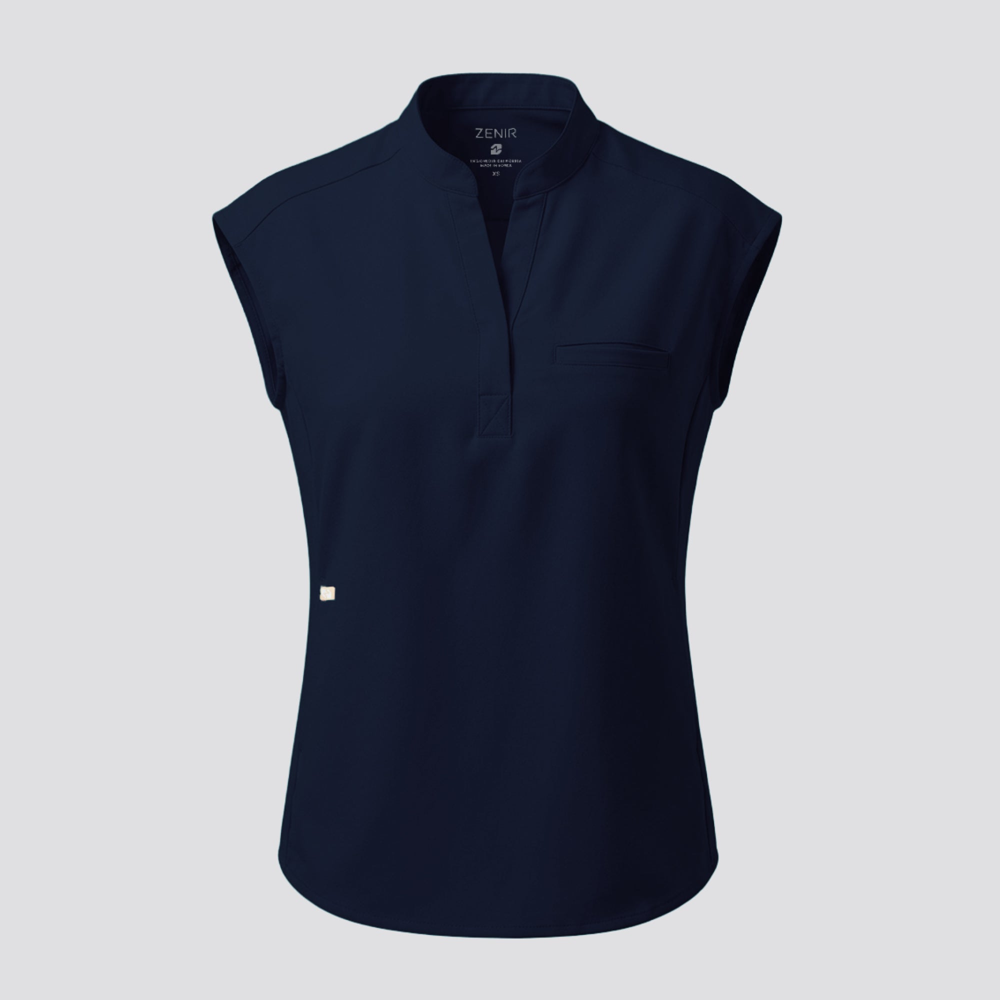 Zenir | Women's Mandarin Collar Scrub Top - Navy