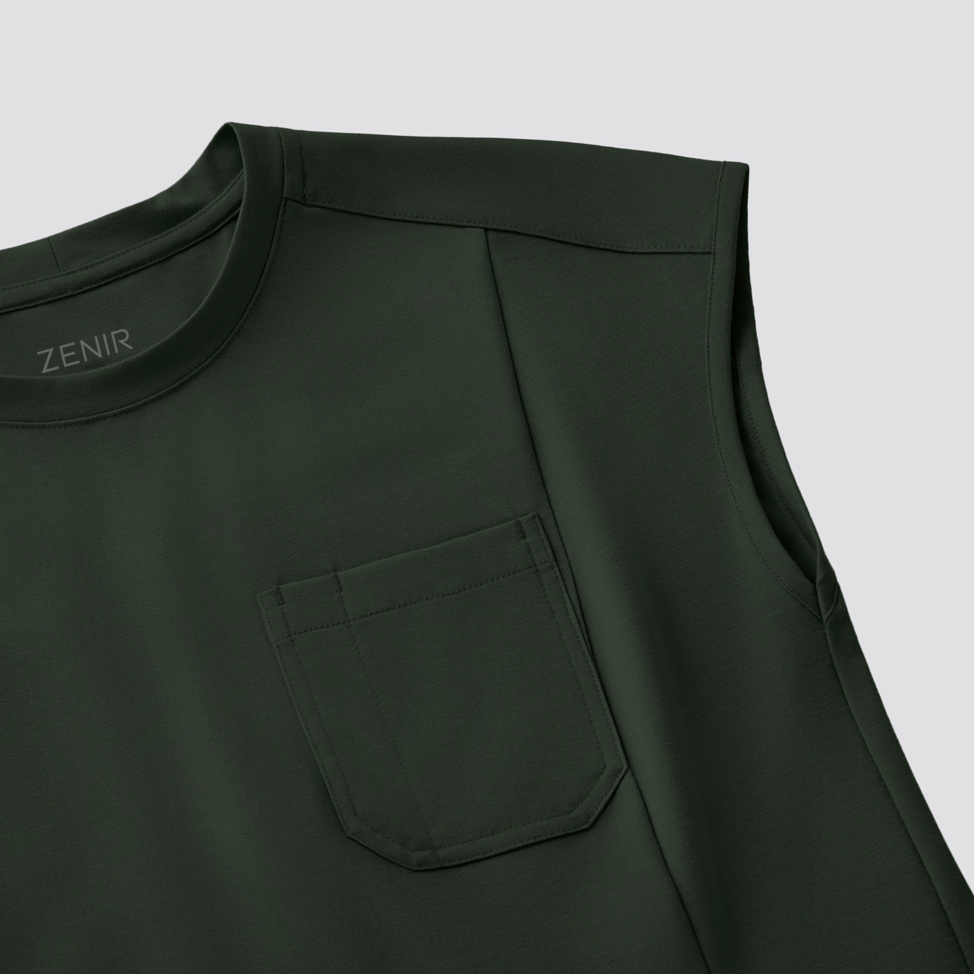 Zenir | Women's Soft Stretch Crewneck Scrub Top - Olive Green