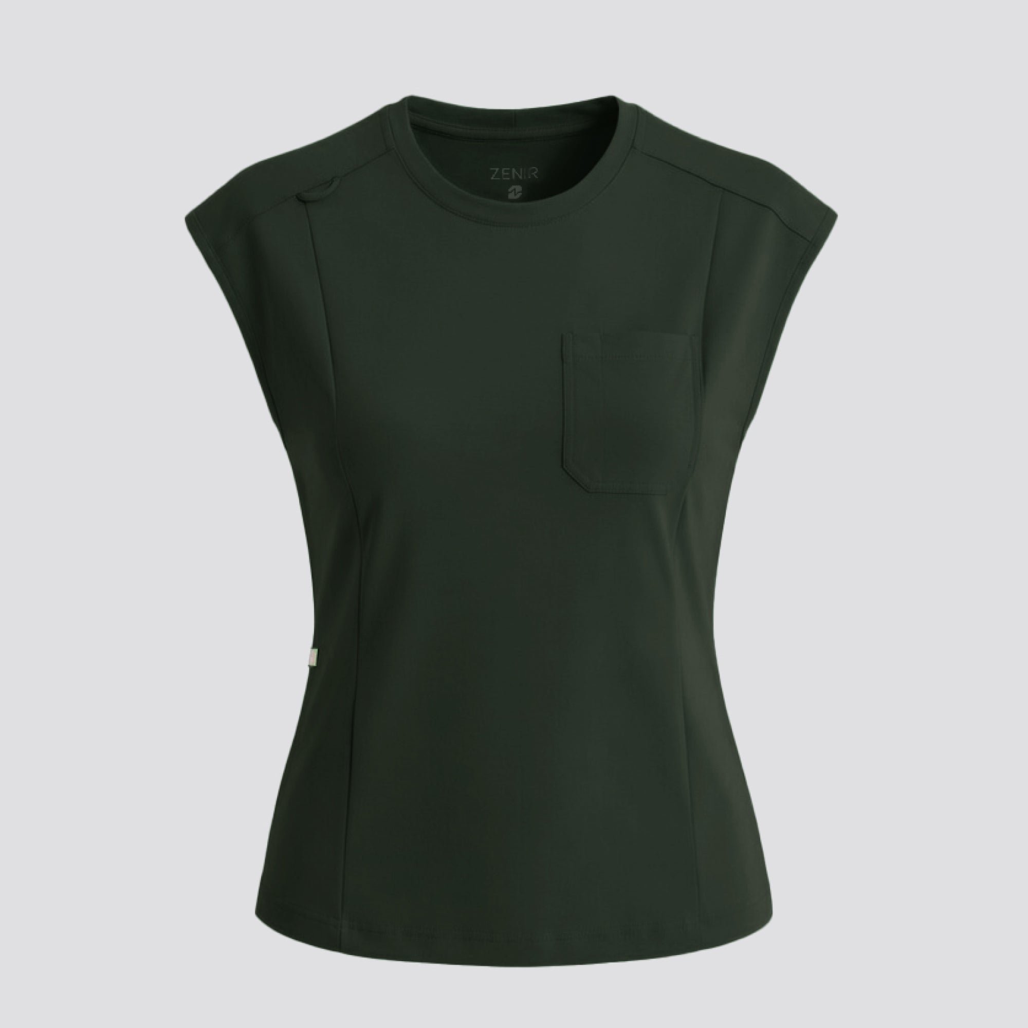 Zenir | Women's Soft Stretch Crewneck Scrub Top - Olive Green