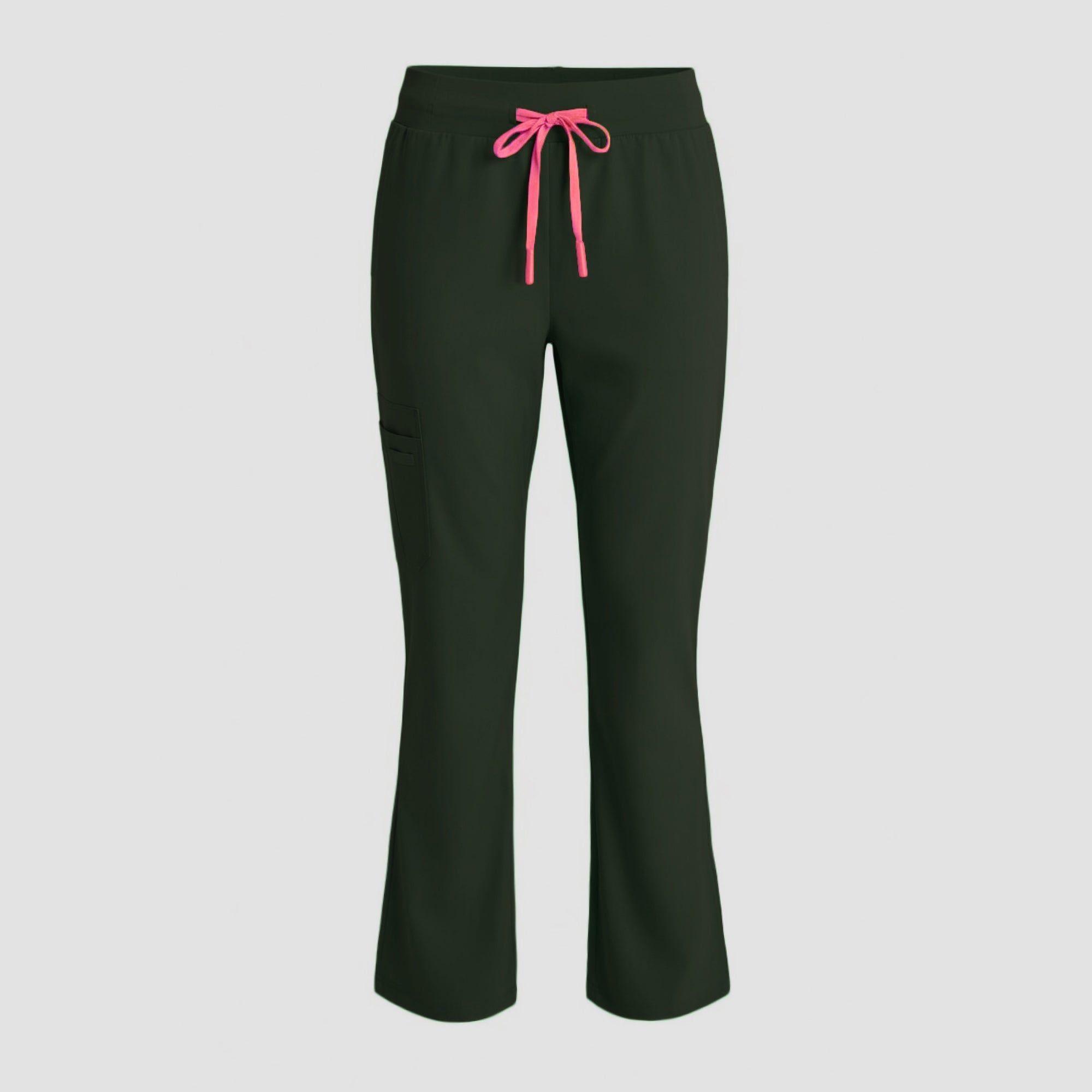 Zenir | Women's Soft Stretch High Waisted Flare Scrub Pants - Olive Green