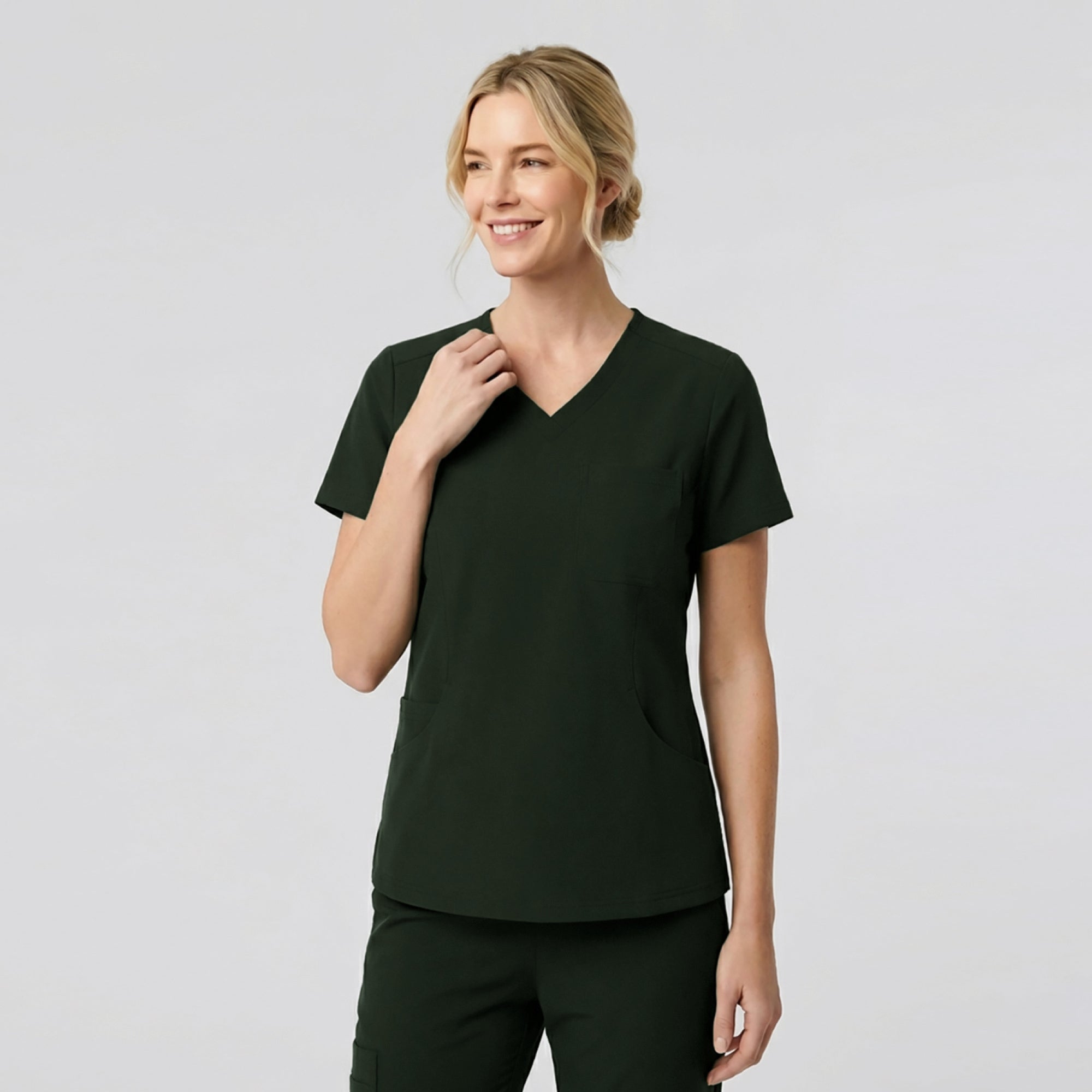 Zenir | Women's Soft Stretch Scrub Top - Olive Green