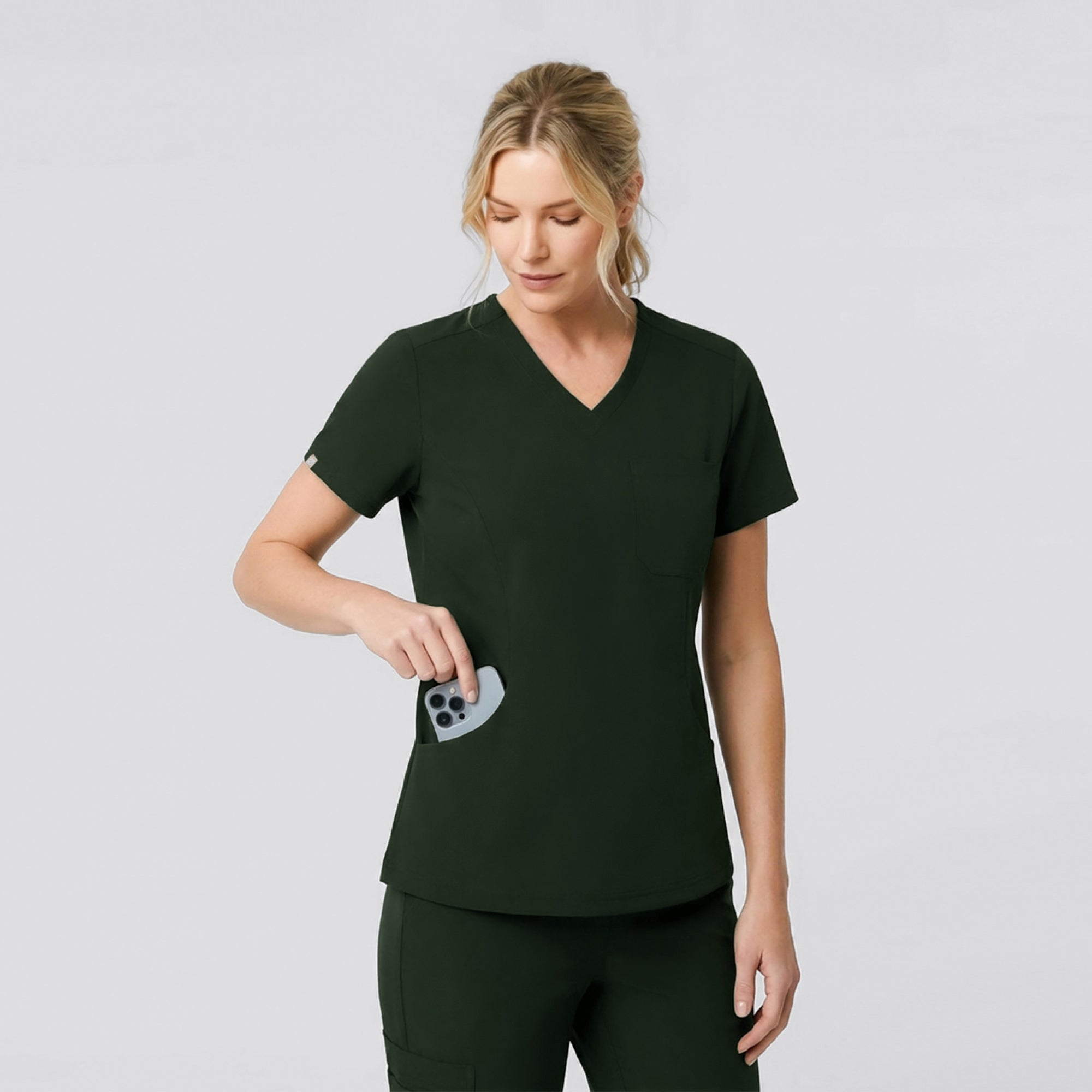 Zenir | Women's Soft Stretch Scrub Top - Olive Green