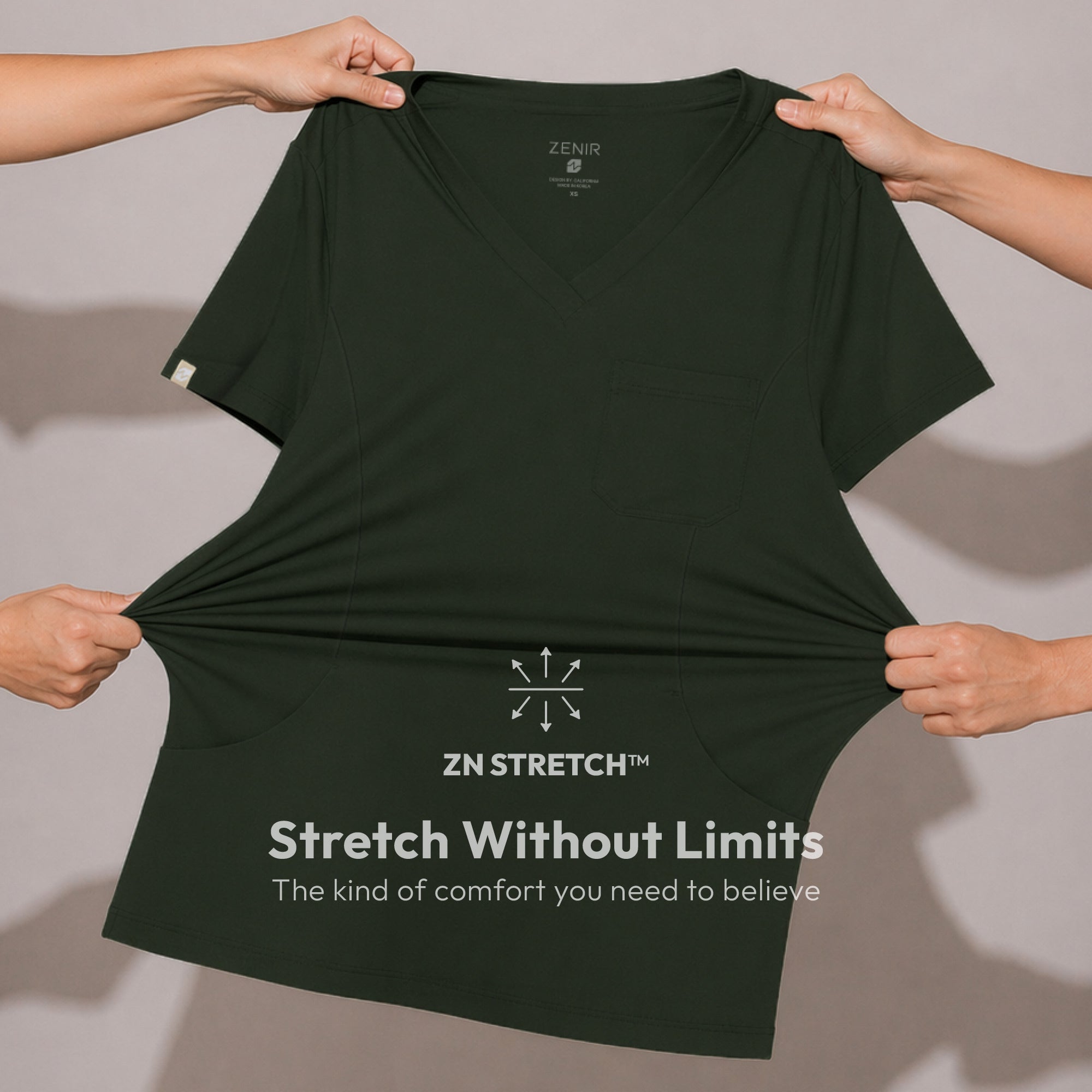 Zenir | Women's Soft Stretch Scrub Top - Olive Green