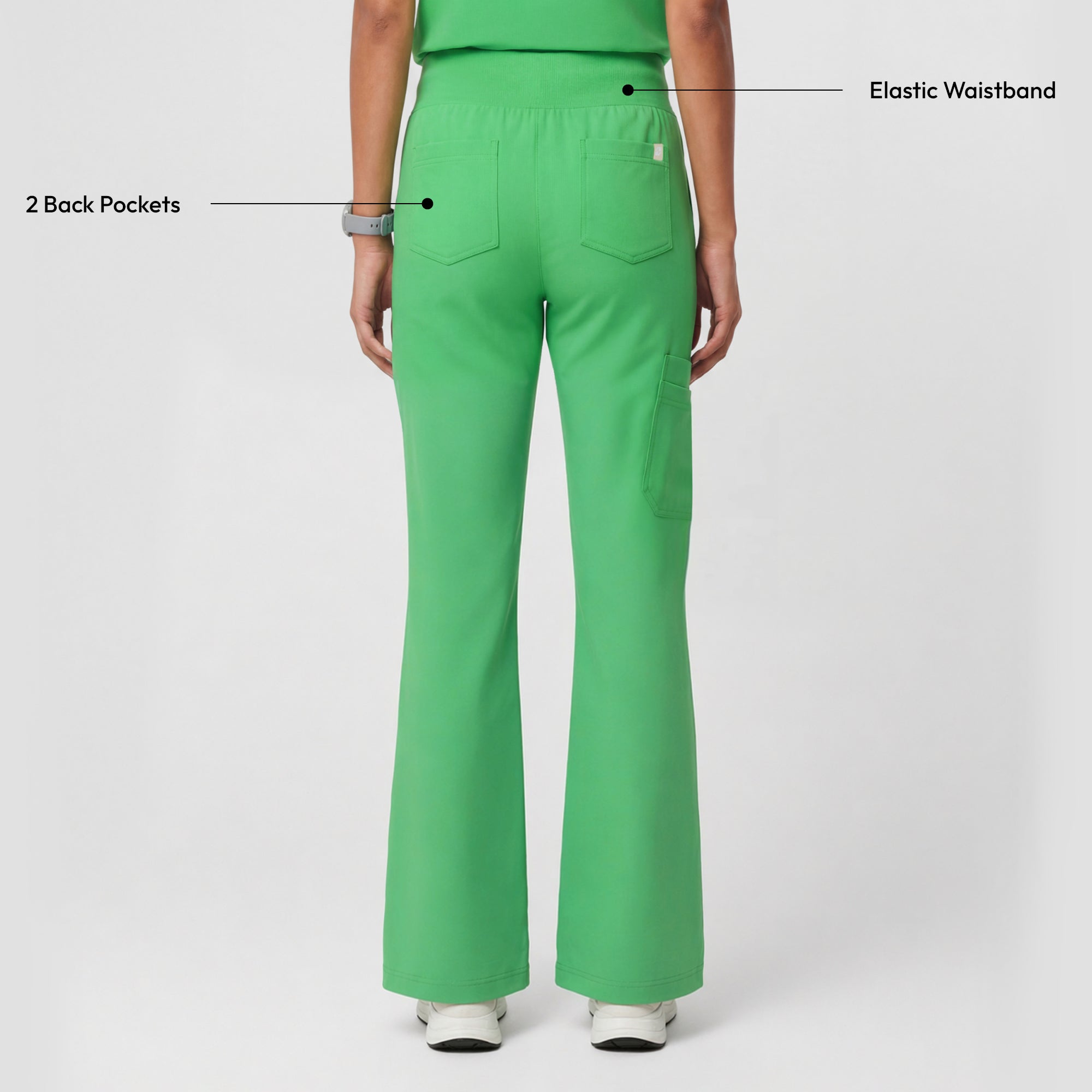 Zenir | Women's Soft Stretch High Waisted Flare Scrub Pants - Pistachio Green