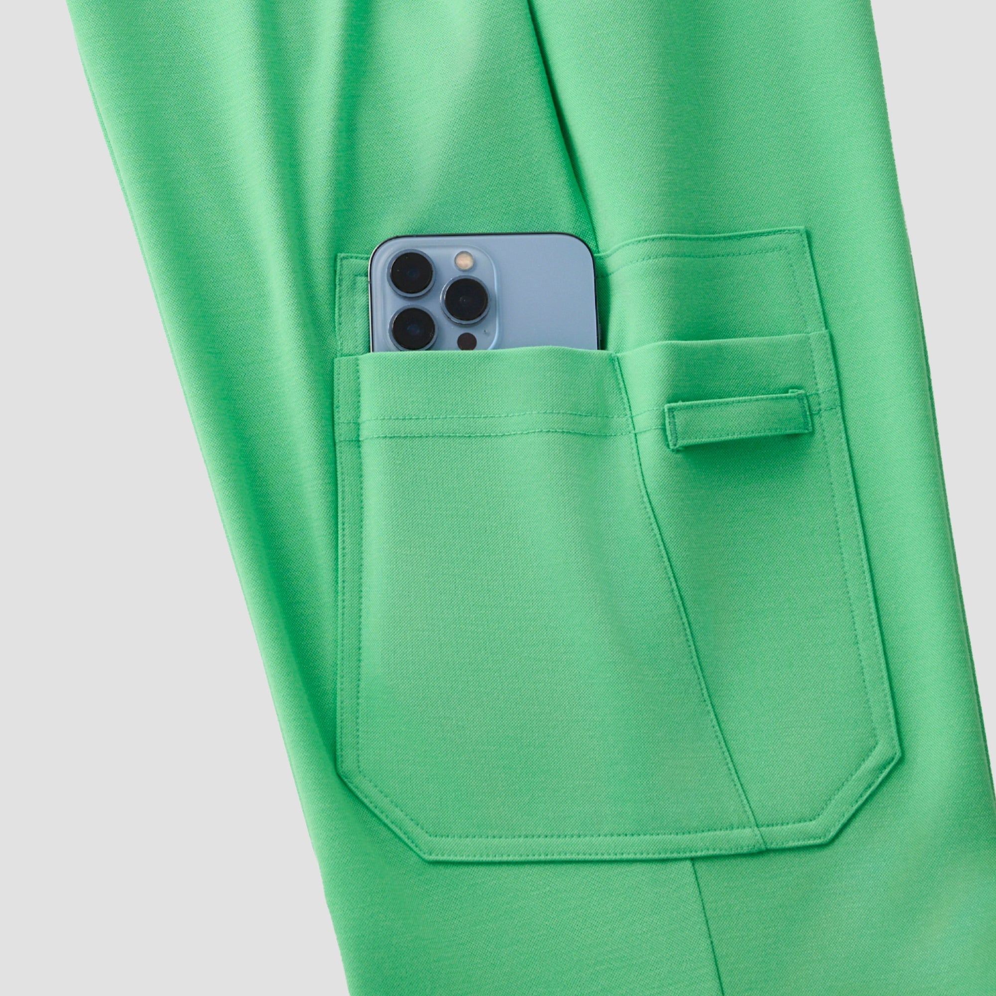 Zenir | Women's Soft Stretch High Waisted Flare Scrub Pants - Pistachio Green