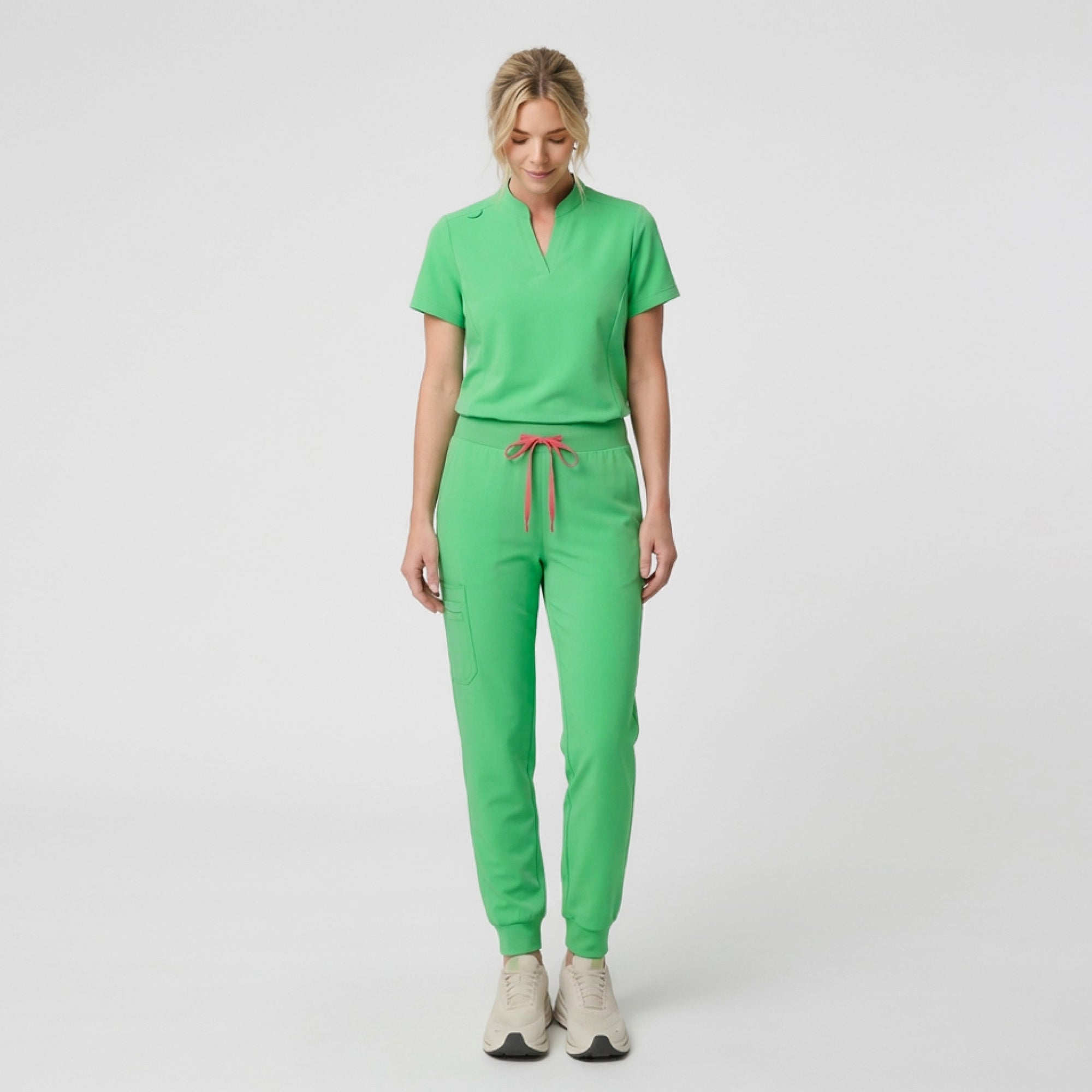 Zenir | Women's Soft Stretch High Waisted Jogger Scrub Pants - Pistachio Green