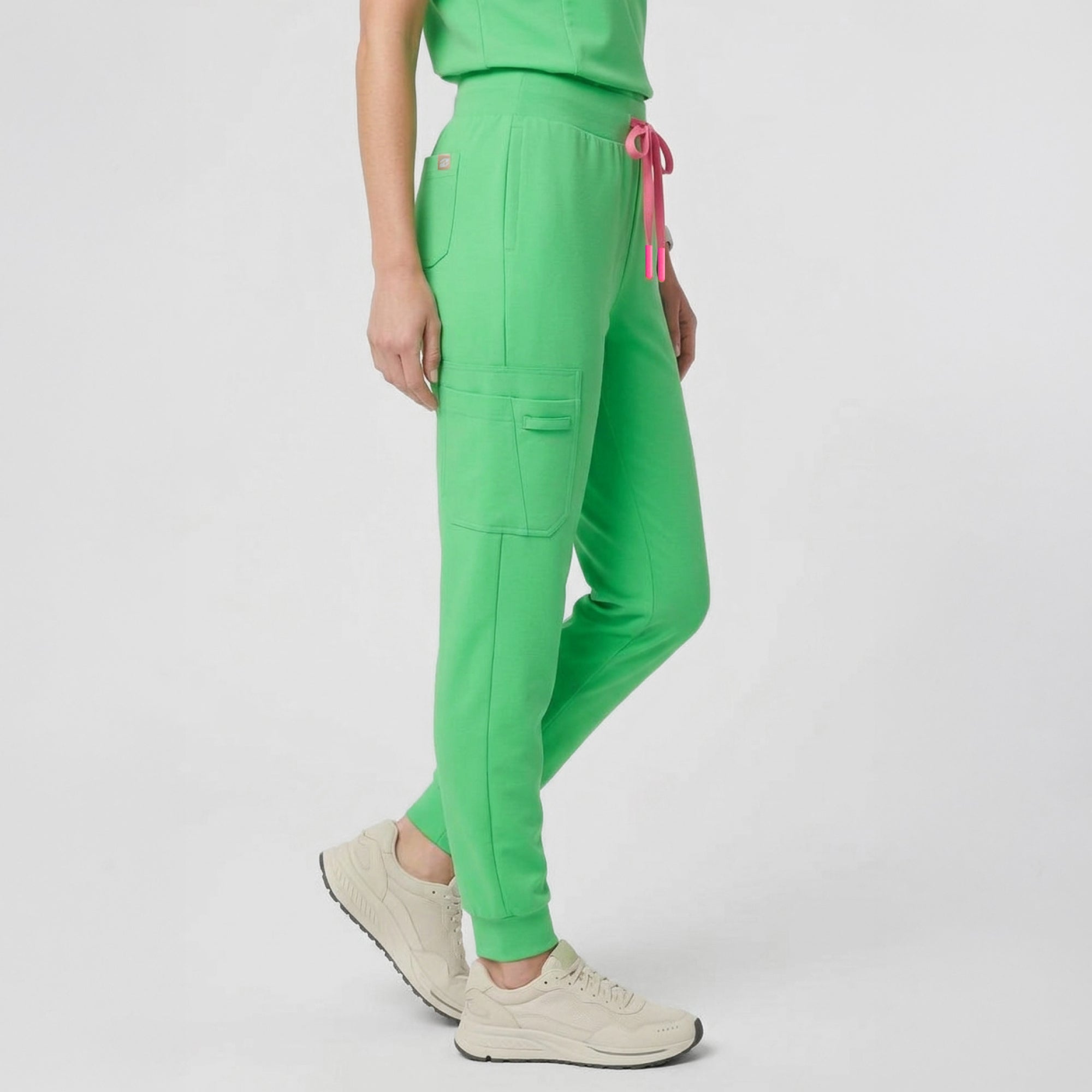 Zenir | Women's Soft Stretch High Waisted Jogger Scrub Pants - Pistachio Green