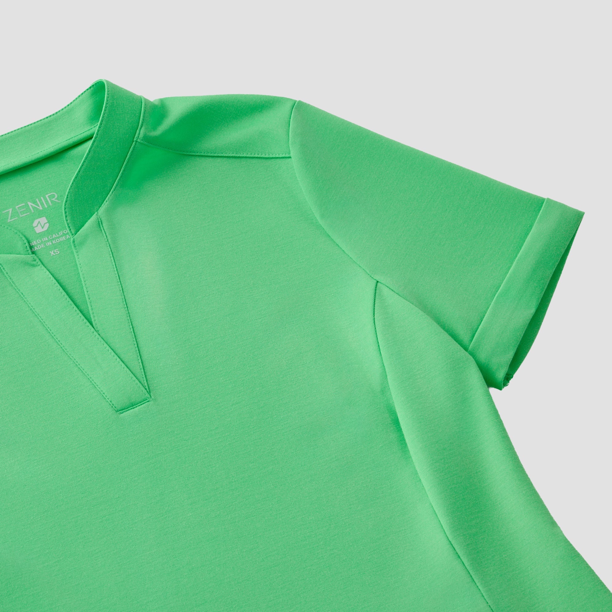 Zenir | Women's Soft Stretch Notched Scrub Top - Pistachio Green