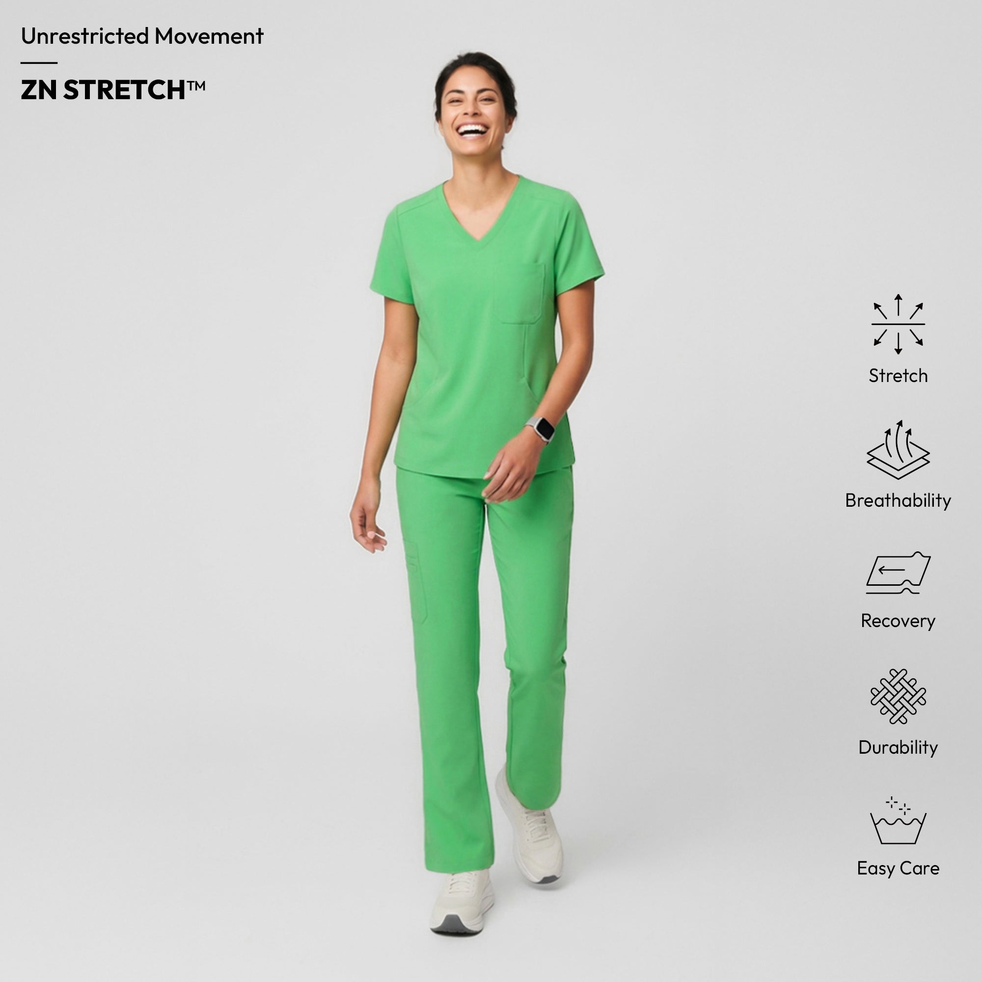 Zenir | Women's Soft Stretch Scrub Top - Pistachio Green