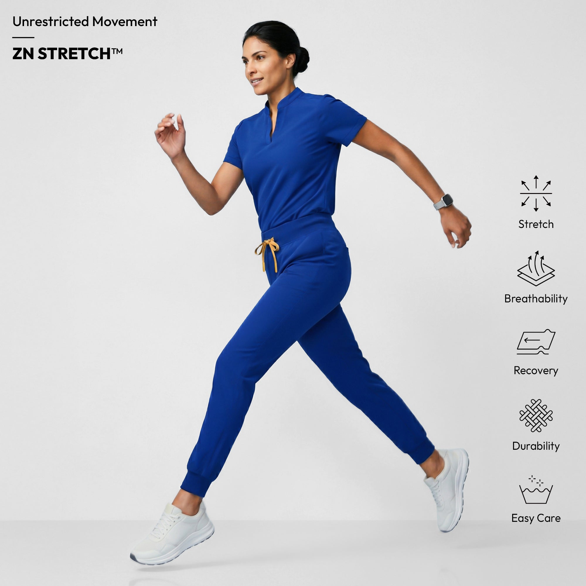 Zenir | Women's Soft Stretch High Waisted Jogger Scrub Pants - Royal Blue