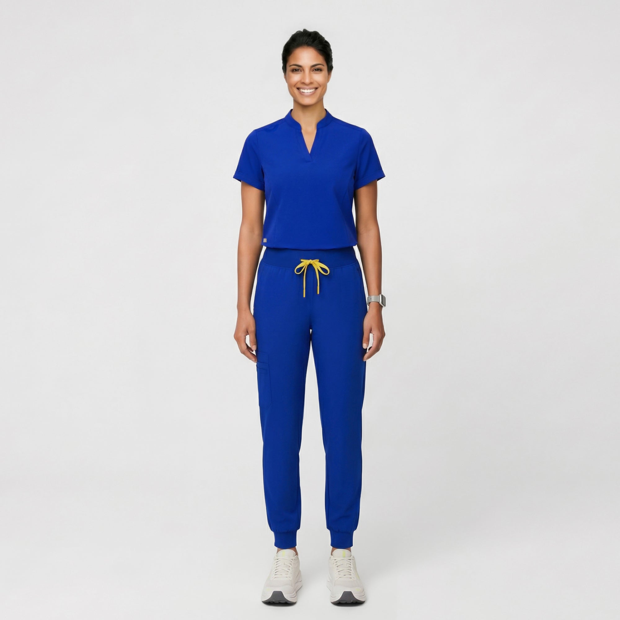 Zenir | Women's Soft Stretch Notched Scrub Top - Royal Blue