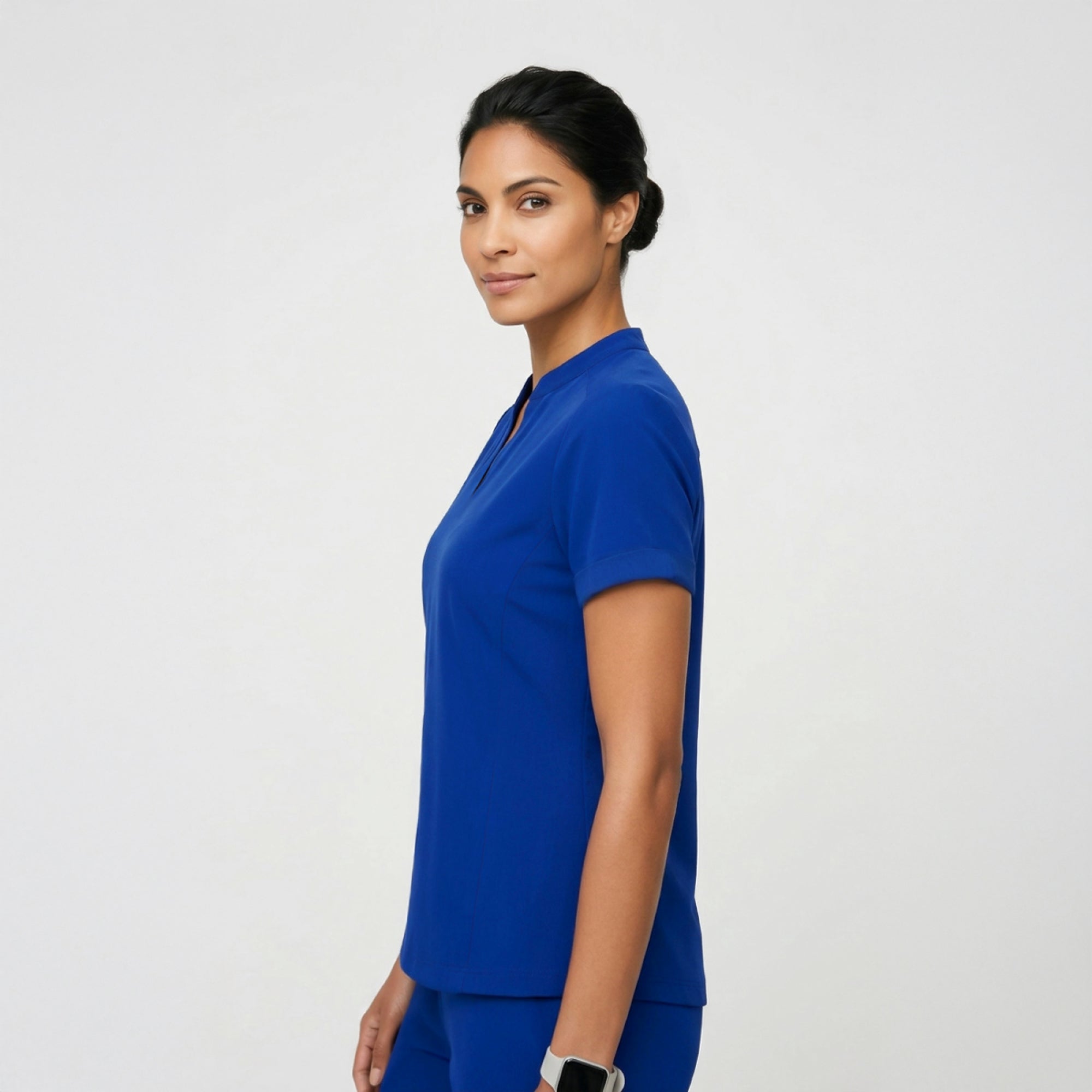 Zenir | Women's Soft Stretch Notched Scrub Top - Royal Blue