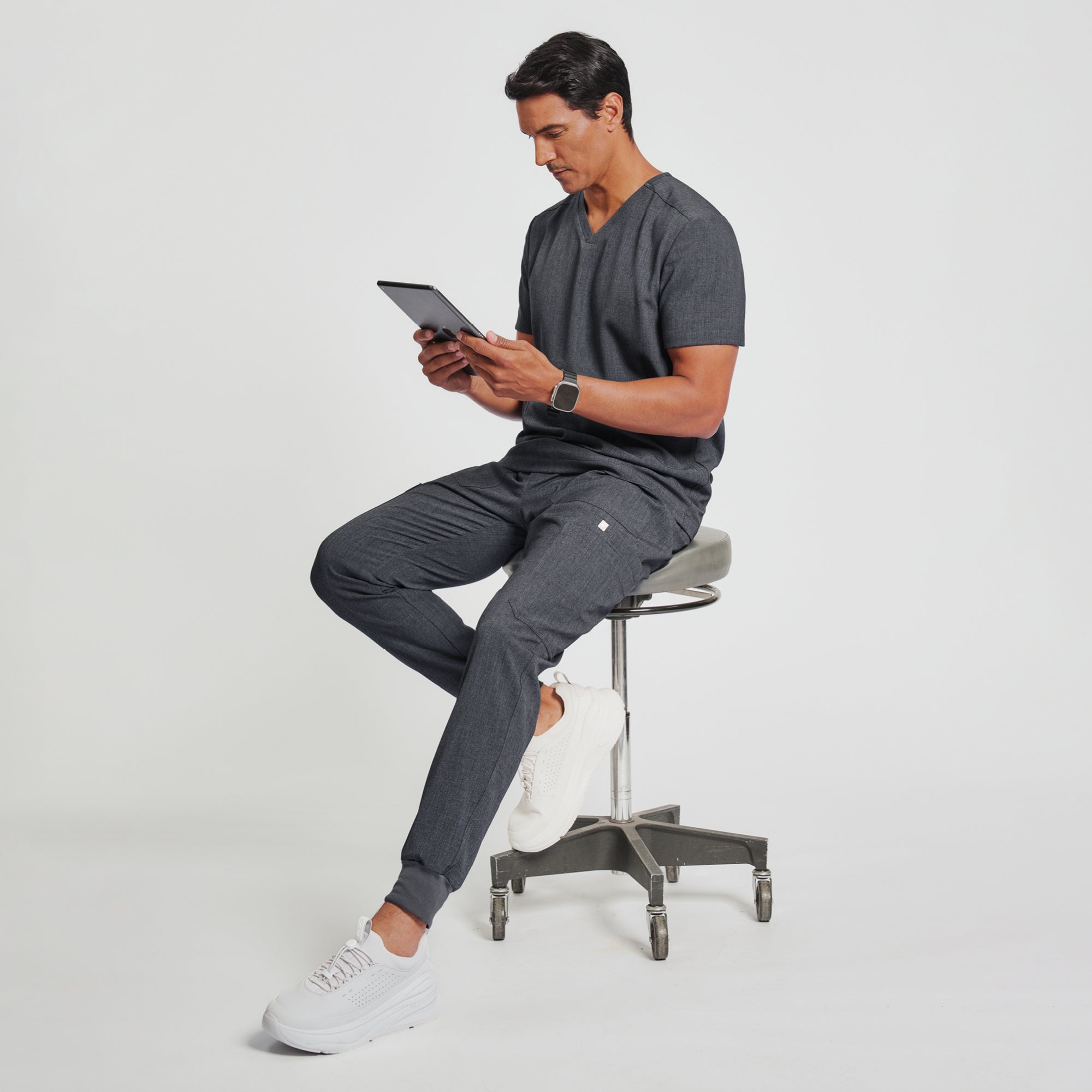 Zenir | Men's Essential 8-Pocket Jogger Scrub Pants - Charcoal Gray
