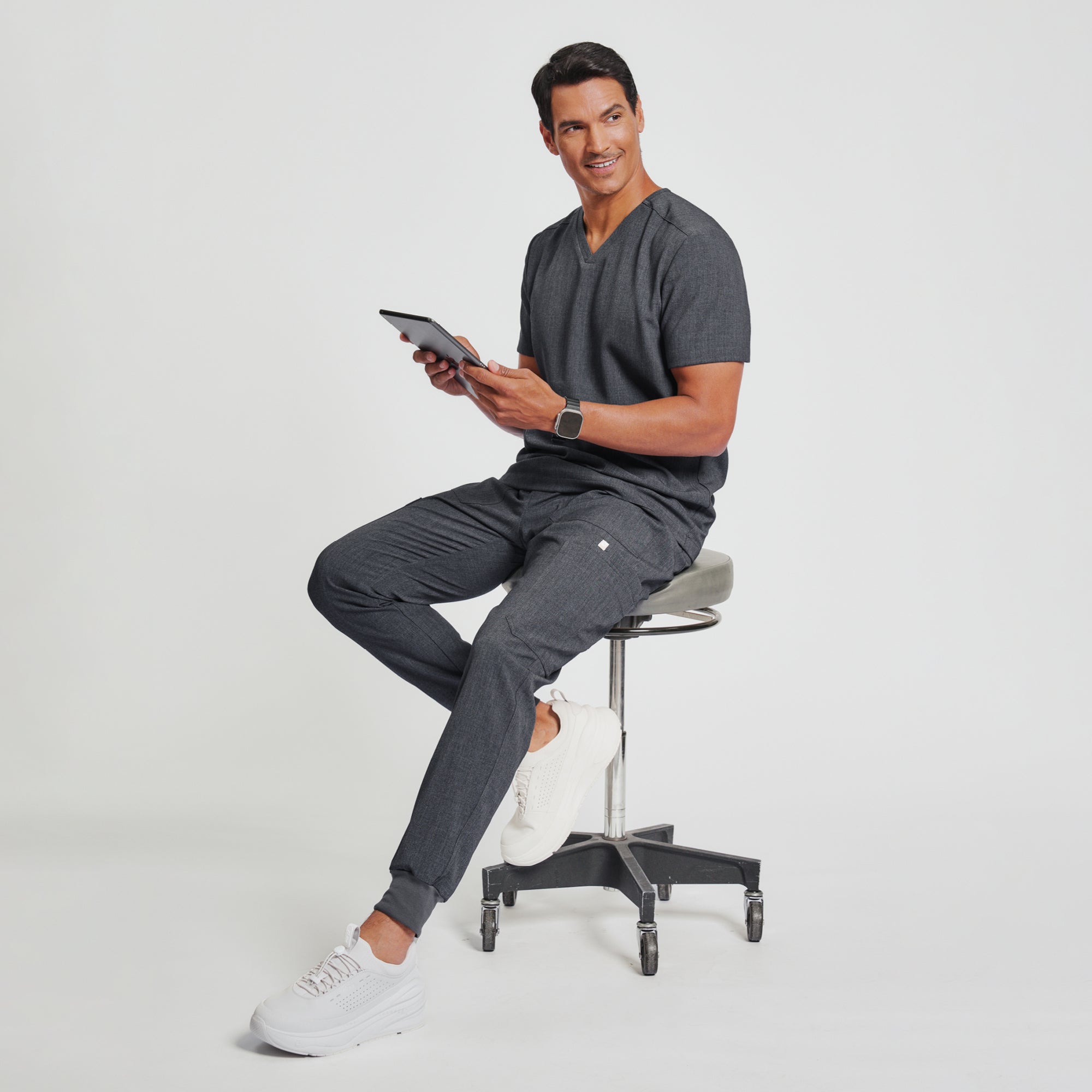Zenir | Men's Essential 8-Pocket Jogger Scrub Pants - Charcoal Gray
