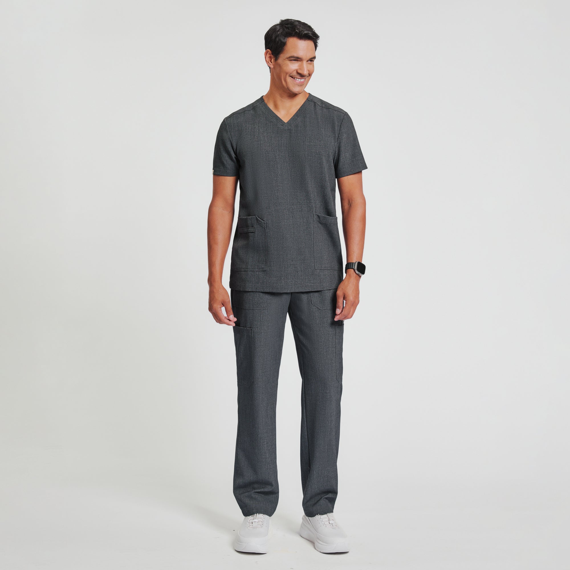 Zenir | Men's Essential 8-Pocket Straight Scrub Pants - Charcoal Gray