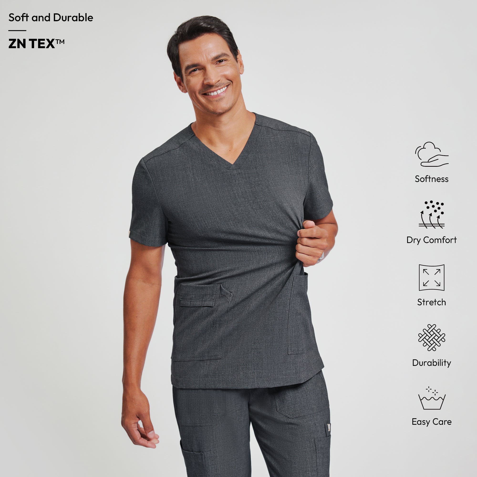 Zenir | Men's VersaPocket Scrub Top - Charcoal Gray