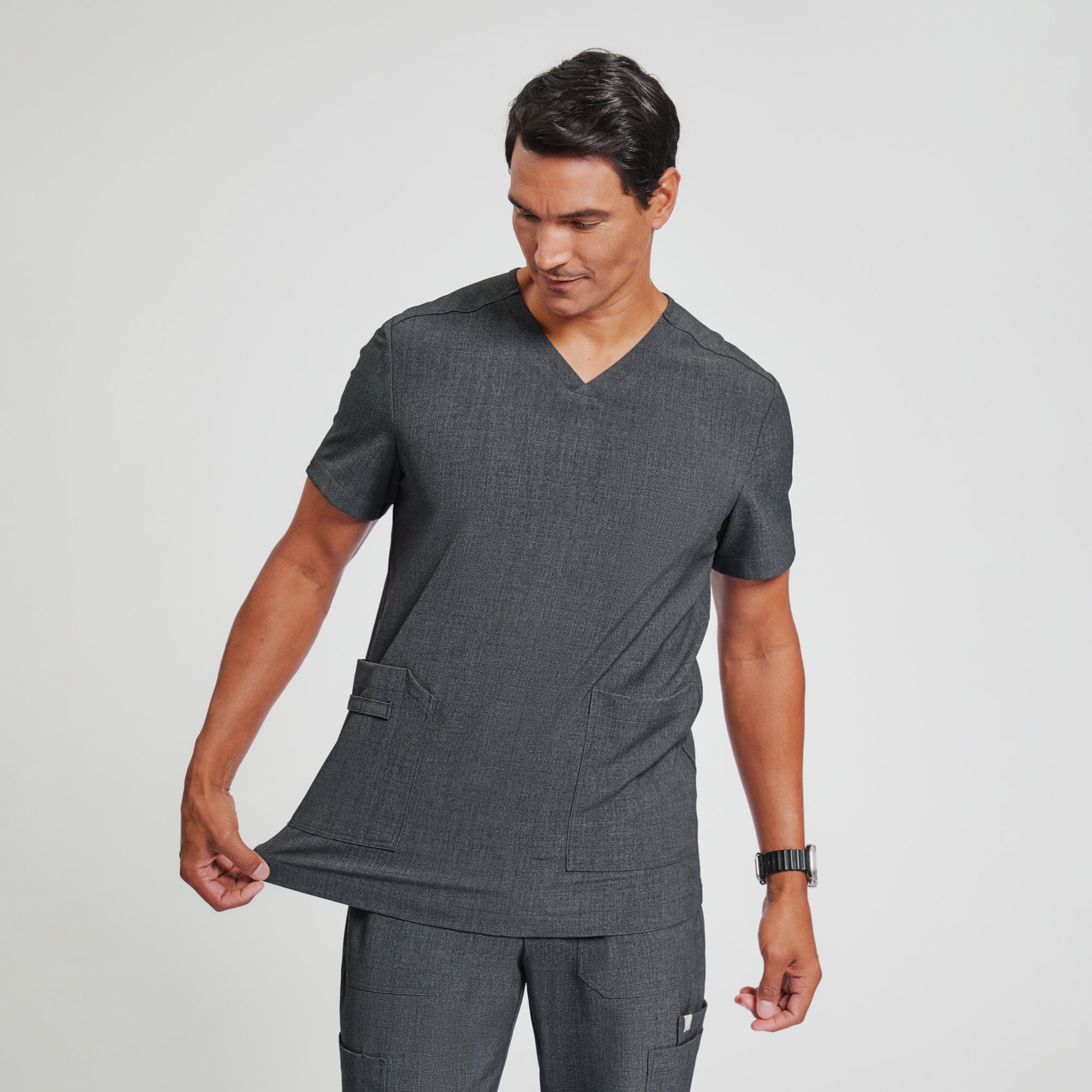 Zenir | Men's VersaPocket Scrub Top - Charcoal Gray
