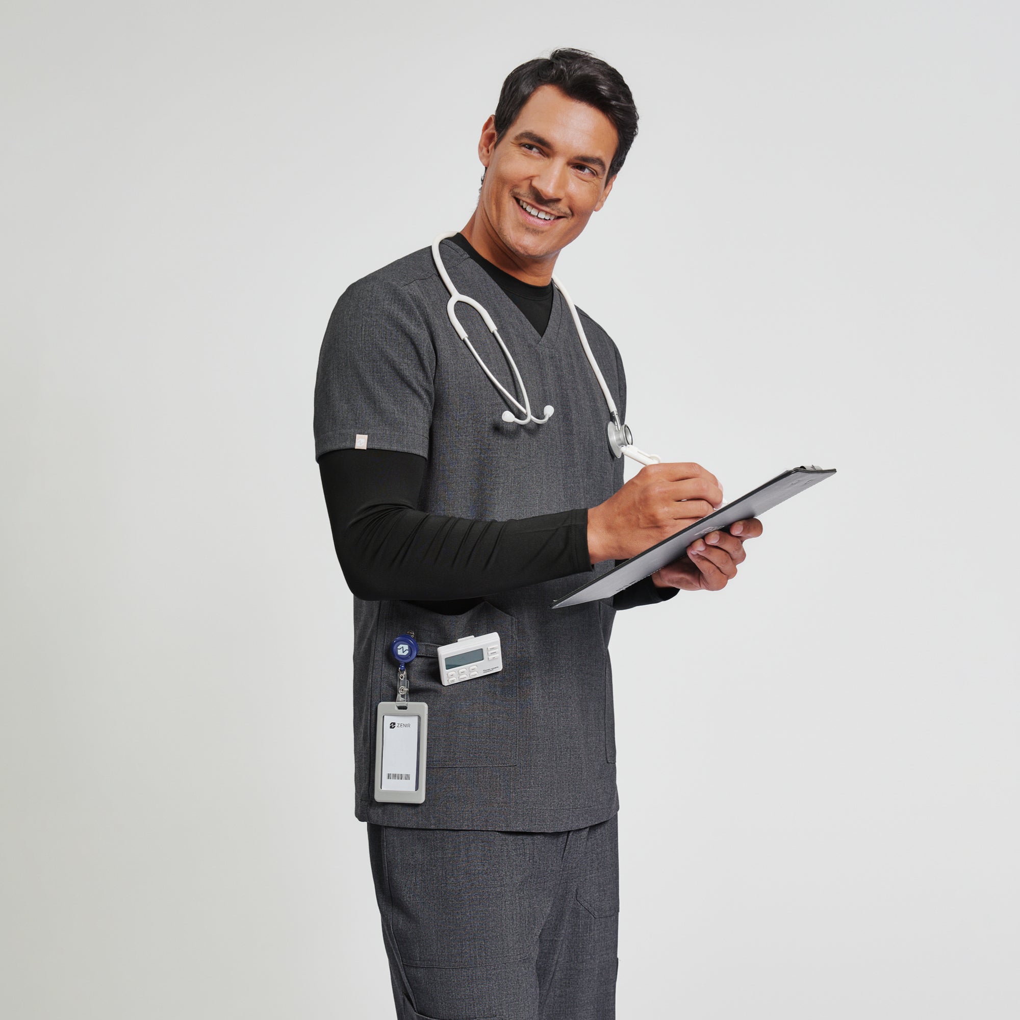 Zenir | Men's VersaPocket Scrub Top - Charcoal Gray