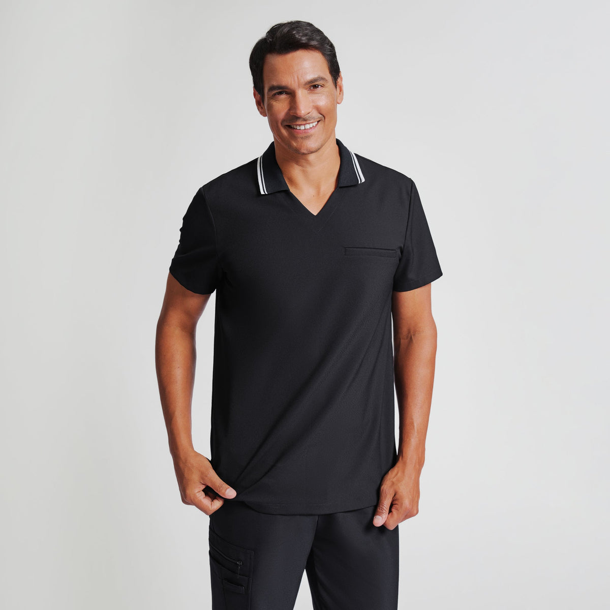 Zenir | Men's Performance Polo Scrub Top - Jet Black