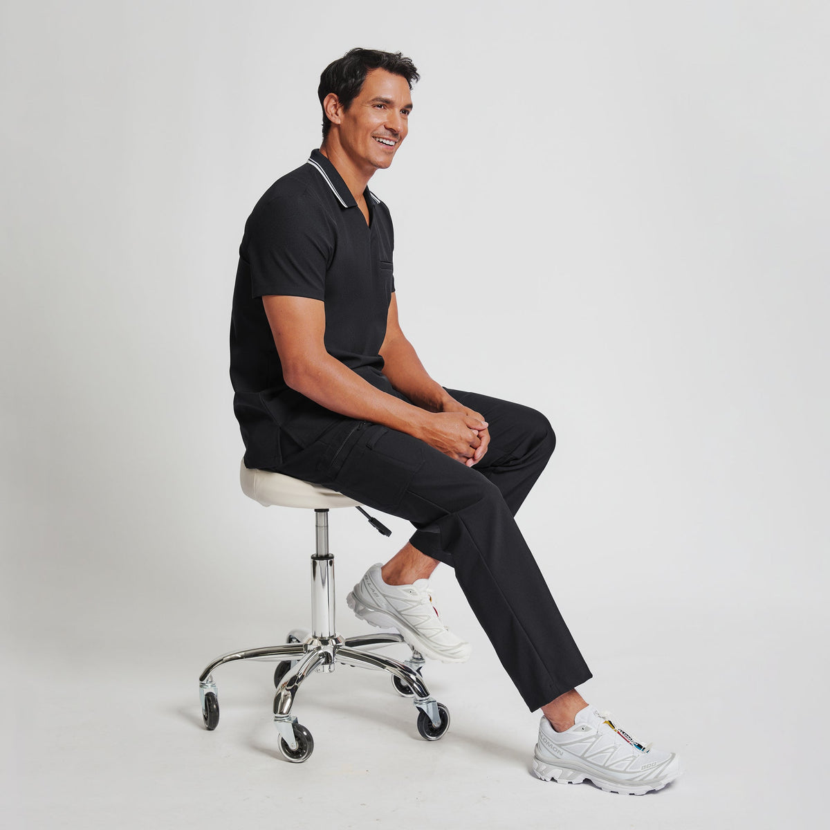 Zenir | Men's Performance Polo Scrub Top - Jet Black