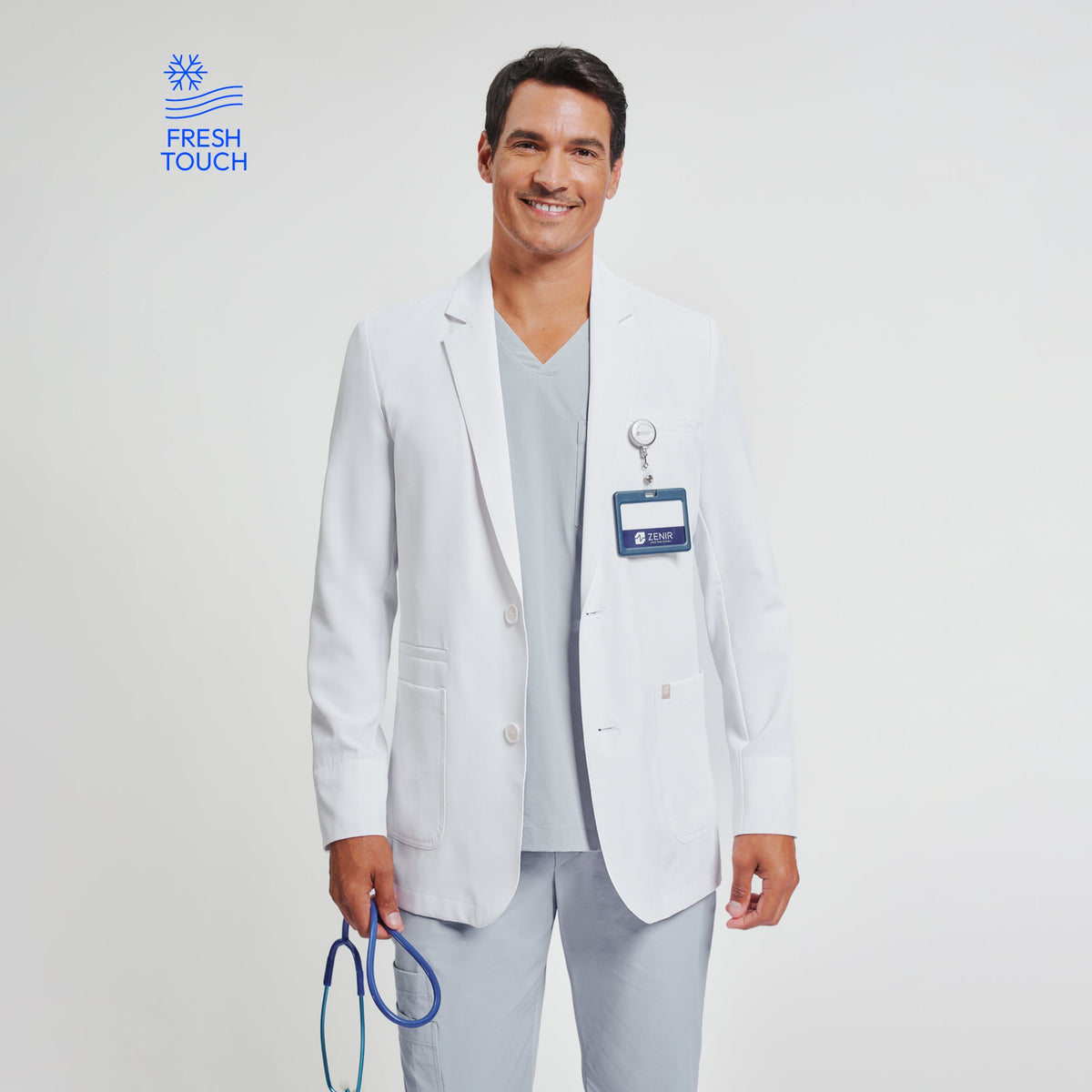 Zenir | Men's Utility Short Lab Coat LCM-102 - White