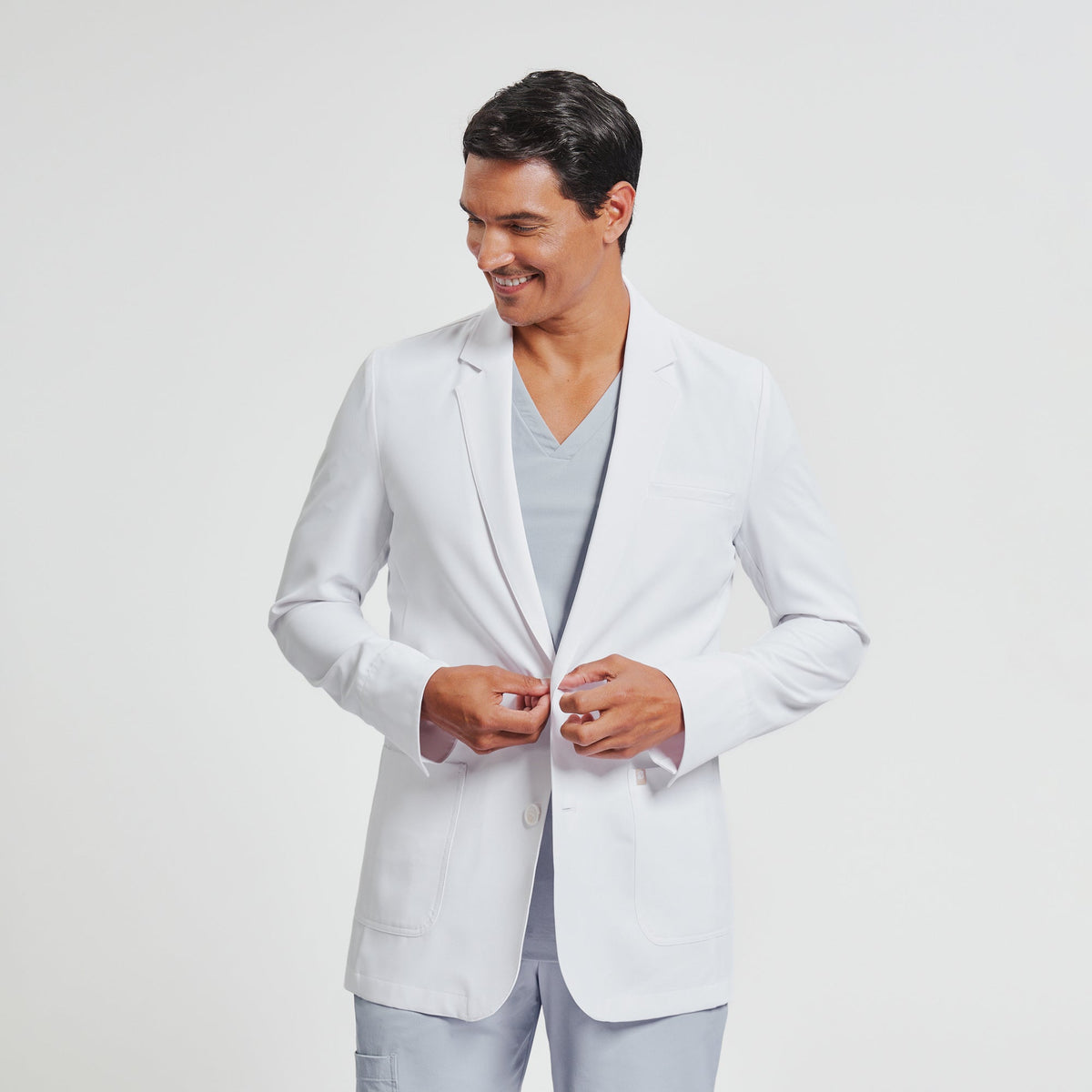 Zenir | Men's Utility Short Lab Coat LCM-102 - White