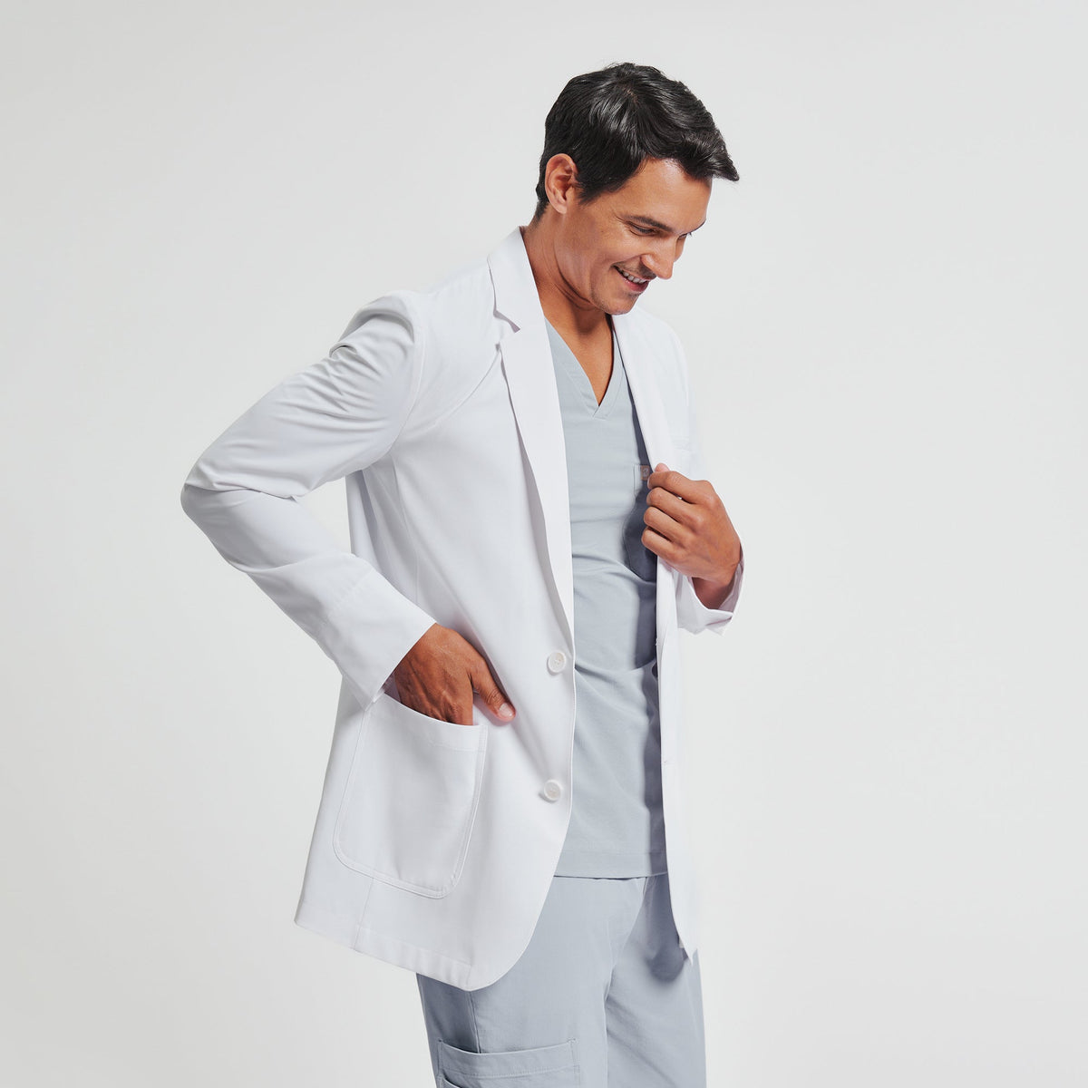 Zenir | Men's Utility Short Lab Coat LCM-102 - White