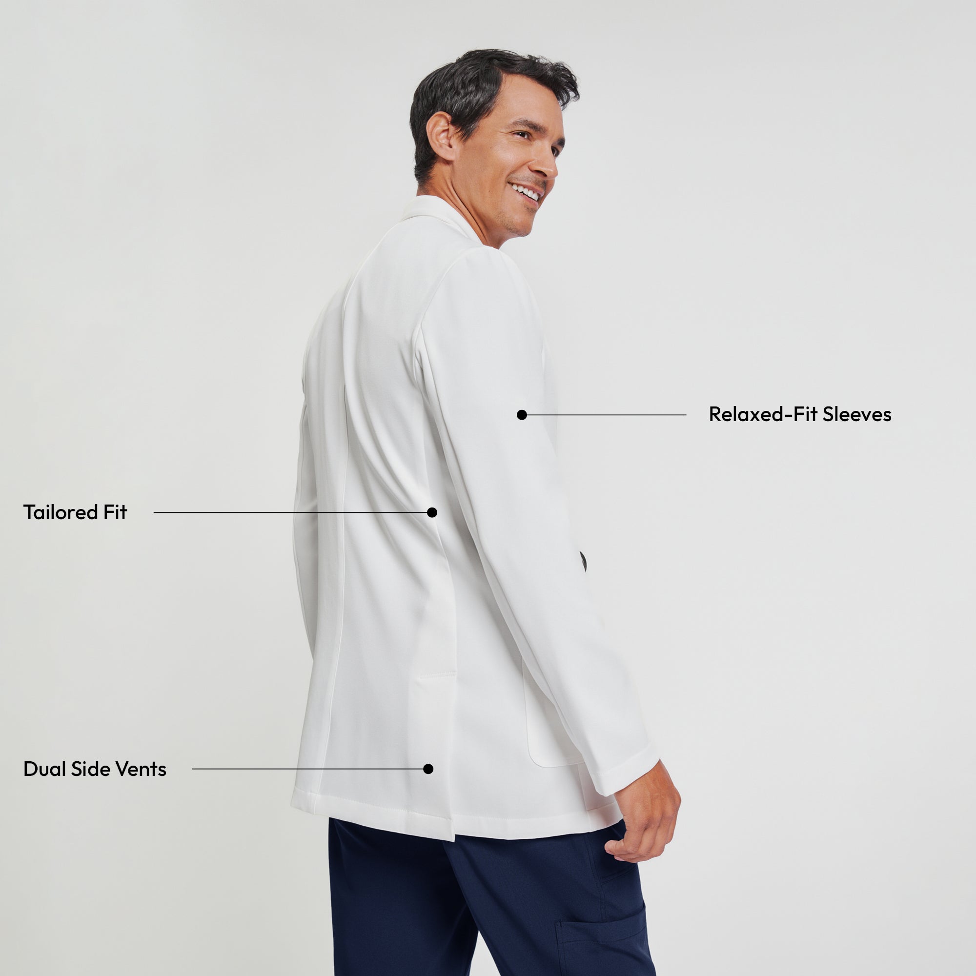 Zenir | Structured Standard Short Lab Coat LCM-201 - Ivory White