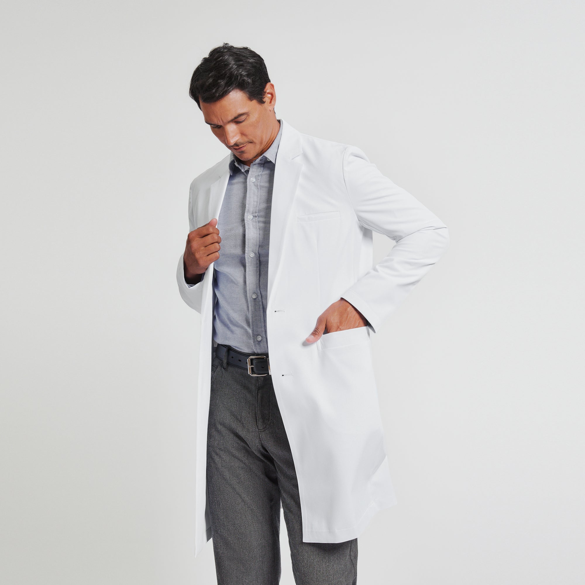 Zenir | Men's Professional Long Lab Coat LCM-303 - White