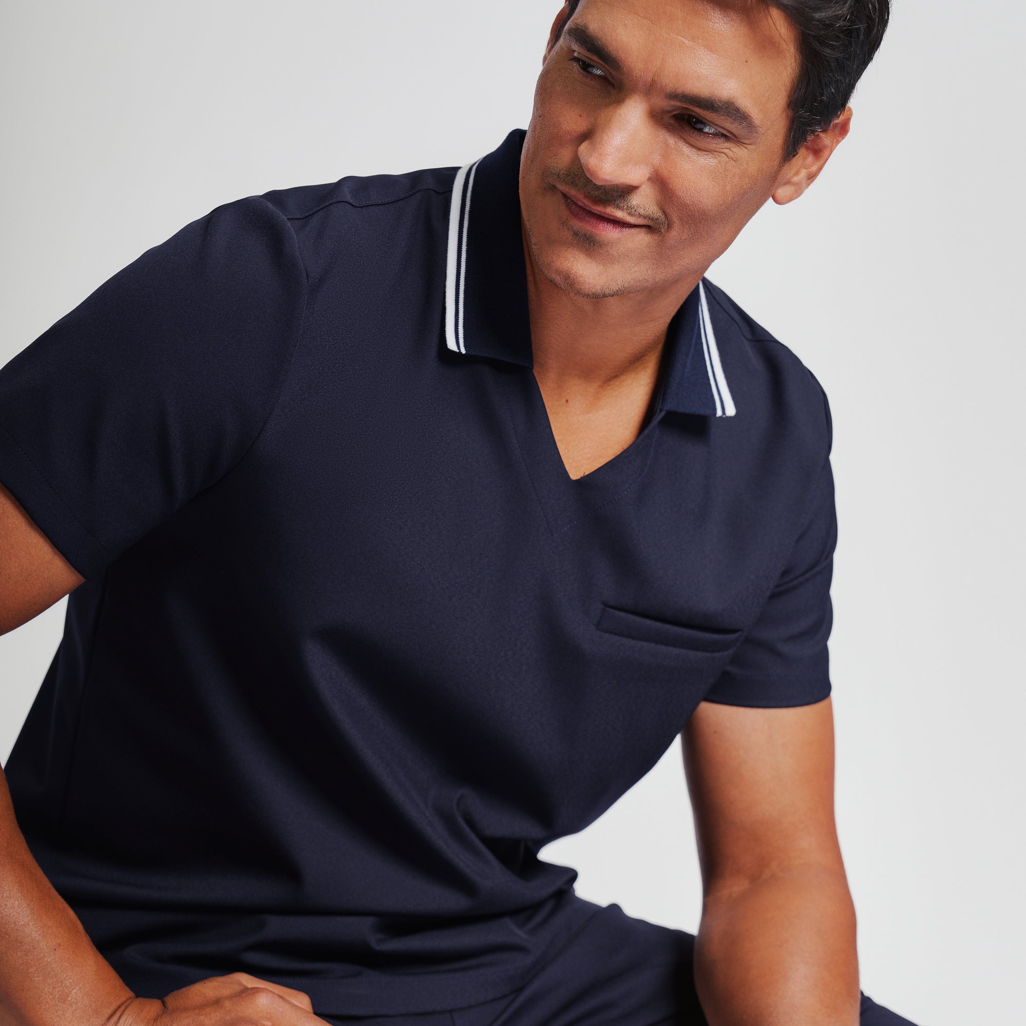 Zenir | Men's Performance Polo Scrub Top - Midnight Navy