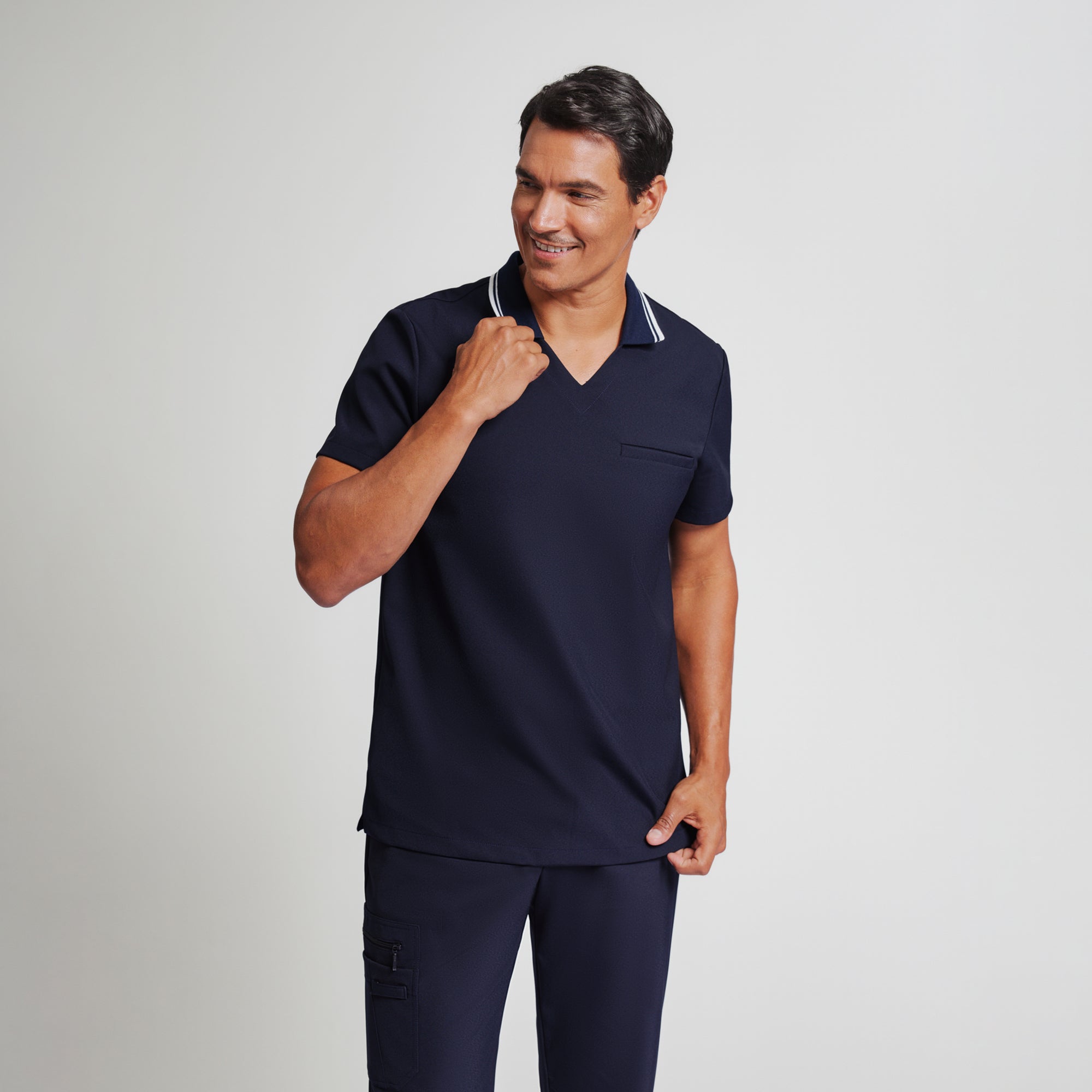 Zenir | Men's Performance Polo Scrub Top - Midnight Navy