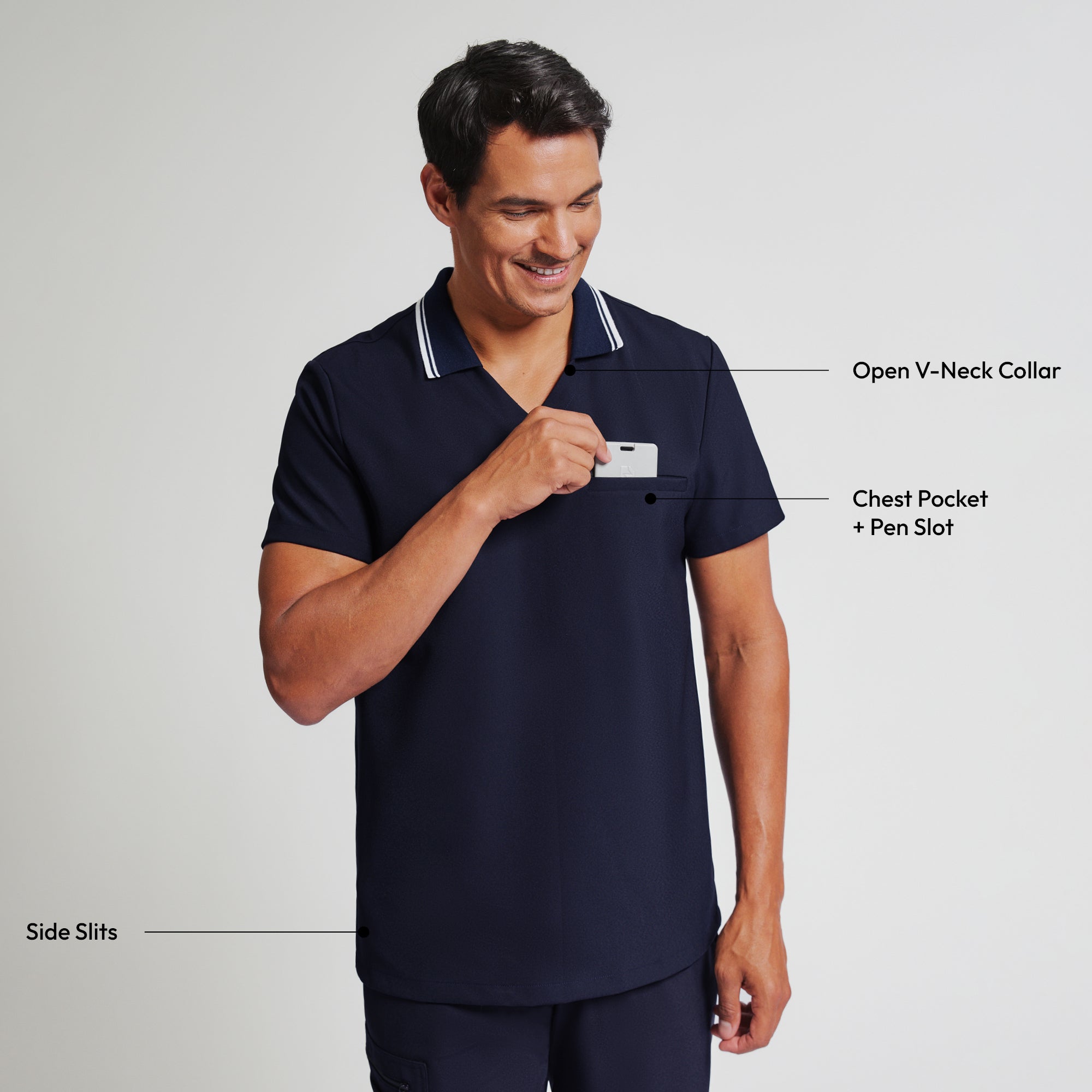 Zenir | Men's Performance Polo Scrub Top - Midnight Navy