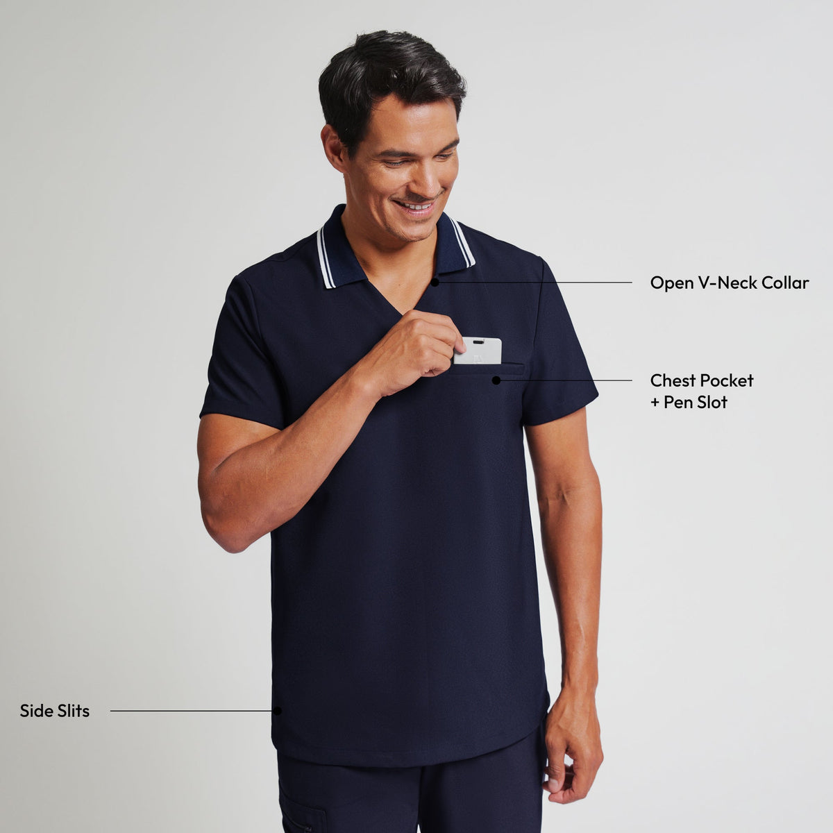 Zenir | Men's Performance Polo Scrub Top - Midnight Navy
