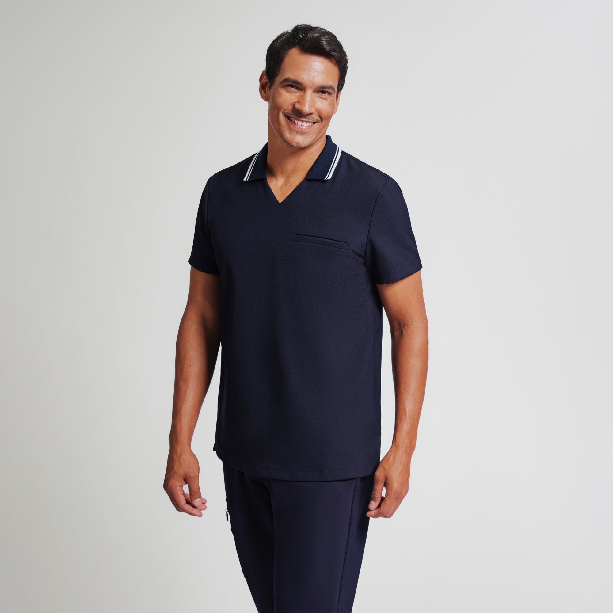 Zenir | Men's Performance Polo Scrub Top - Midnight Navy