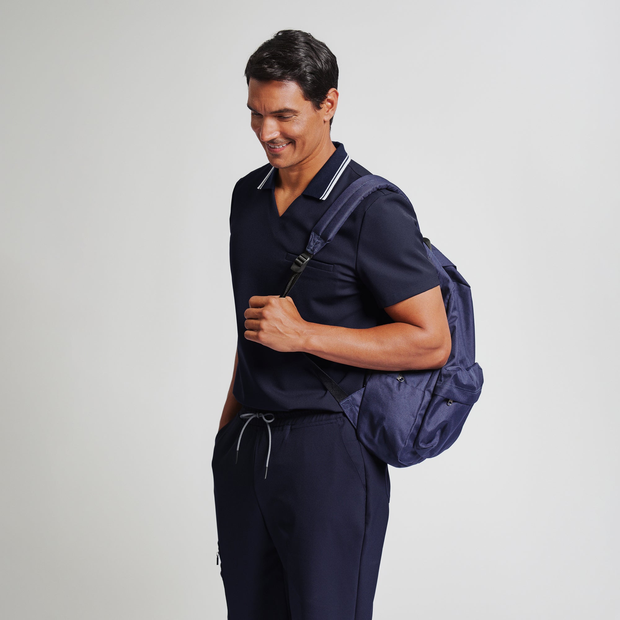 Zenir | Men's Performance Polo Scrub Top - Midnight Navy