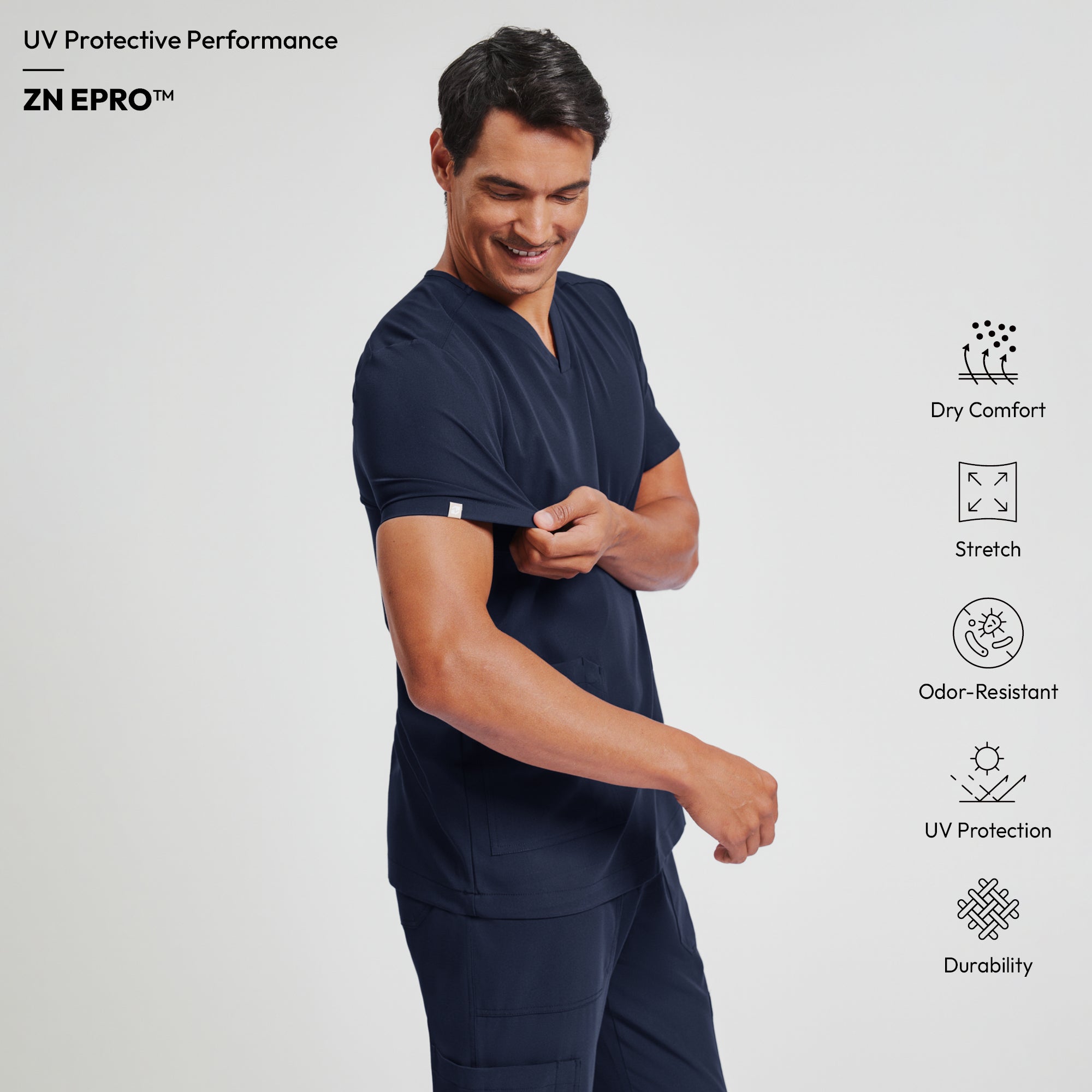 Zenir | Men's VersaPocket Scrub Top - Navy