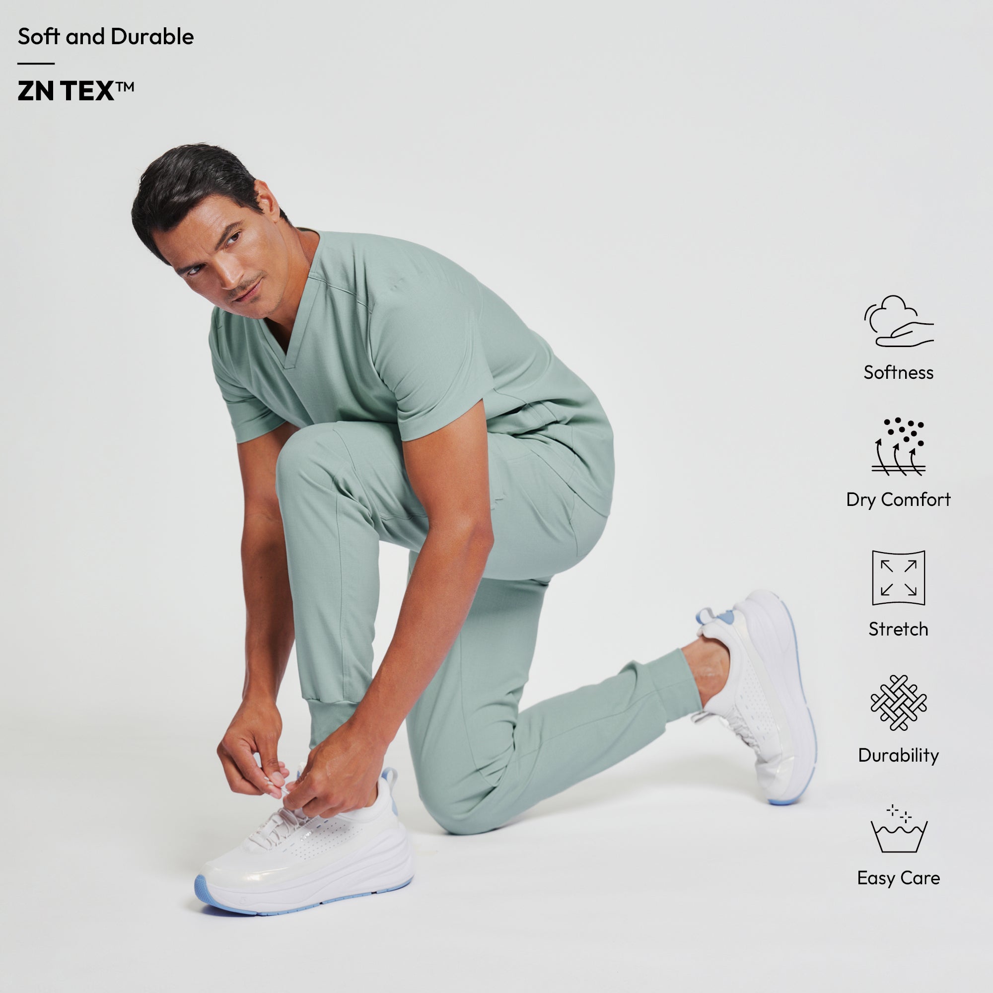 Zenir | Men's Essential 8-Pocket Jogger Scrub Pants - Sage Green
