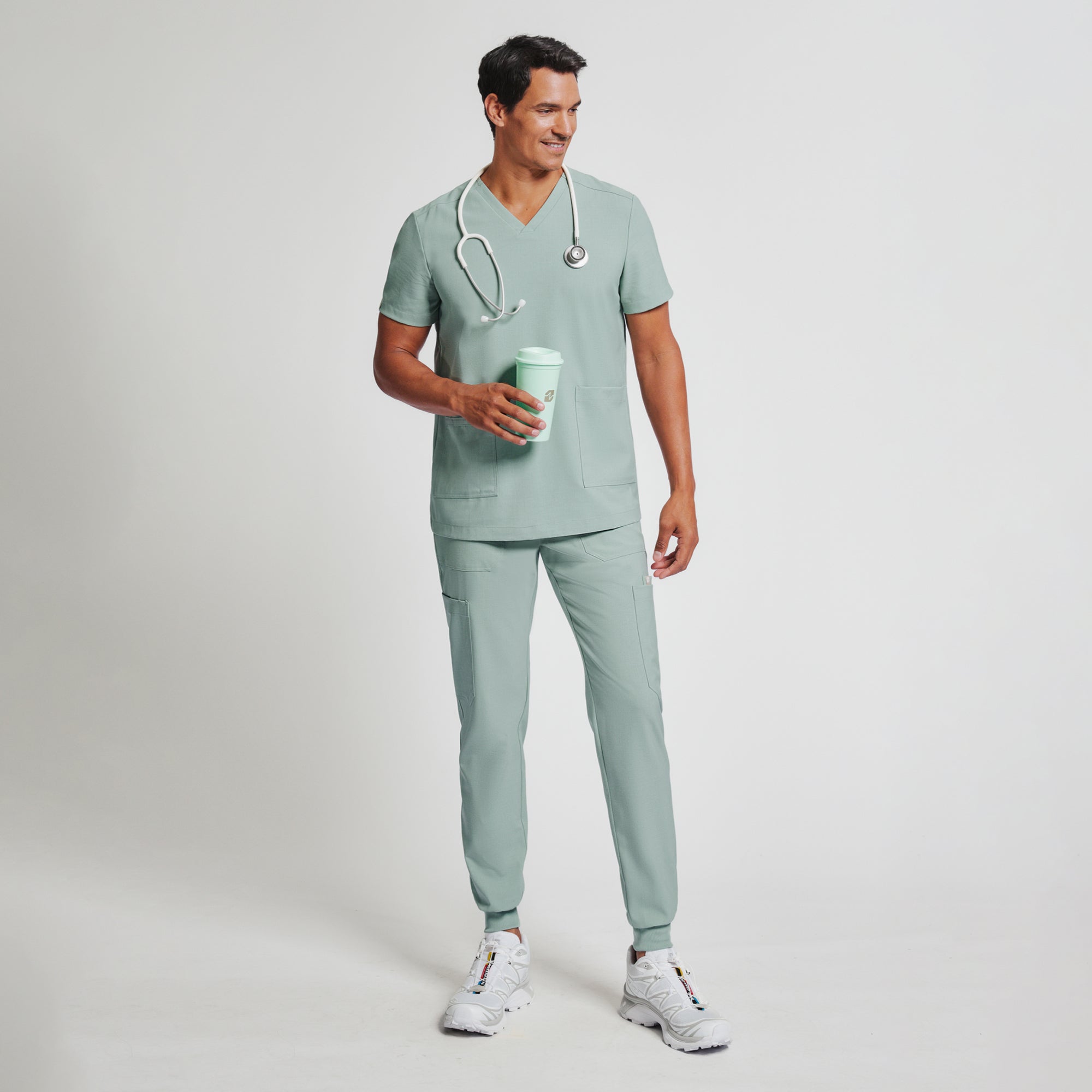 Zenir | Men's VersaPocket Scrub Top - Sage Green