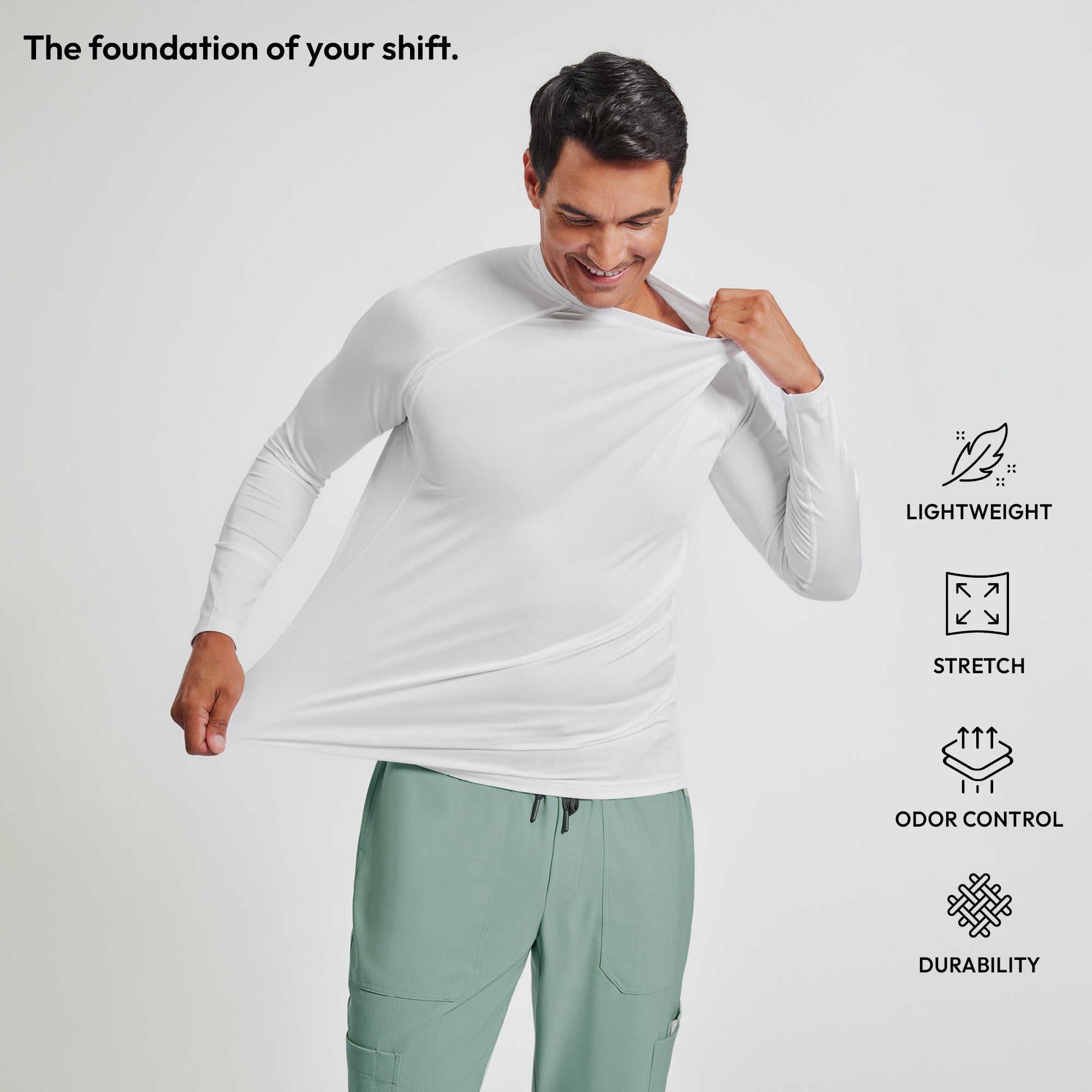Zenir | Men's Essential Underscrub Top - White